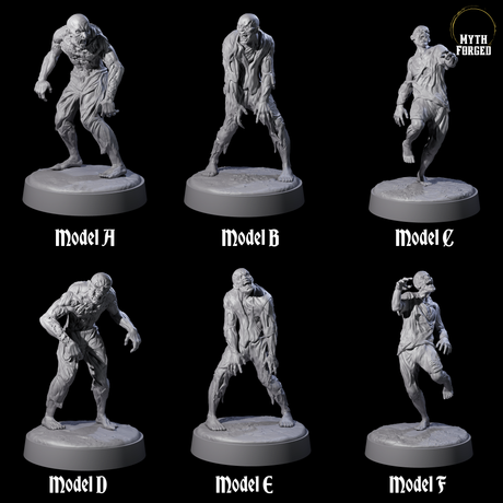 Six Restless Zombies Miniature for Dungeons and Dragons, Pathfinder or other TTRPGs
