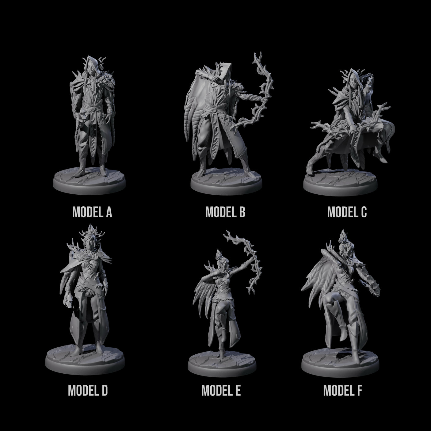 Six Roaming Dark Elf Rangers Miniature for Dungeons and Dragons, Pathfinder or other TTRPGs