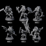 Six Shadowy Beastmen Miniature for Dungeons and Dragons, Pathfinder or other TTRPGs