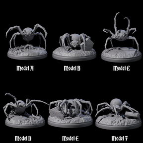 Six Skittering Cave Spiders Miniature for Dungeons and Dragons, Pathfinder or other TTRPGs