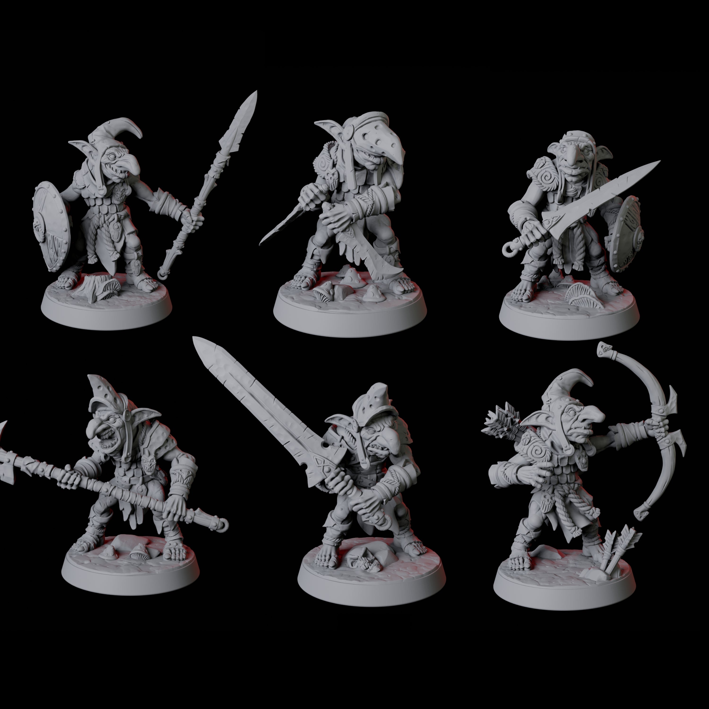 Six Snivelling Goblins Miniature for Dungeons and Dragons, Pathfinder or other TTRPGs