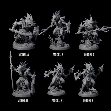 Six Sodden Sahuagin Warriors Miniature for Dungeons and Dragons, Pathfinder or other TTRPGs
