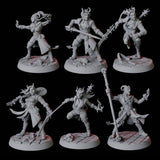 Six Tiefling Tricksters Miniature for Dungeons and Dragons, Pathfinder or other TTRPGs