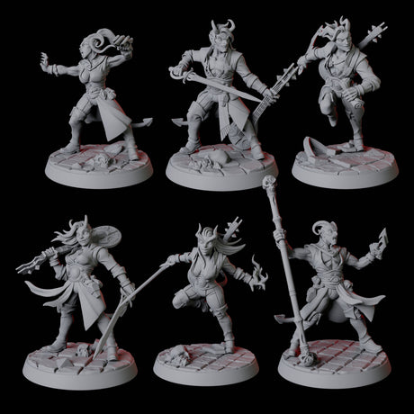 Six Tiefling Tricksters Miniature for Dungeons and Dragons, Pathfinder or other TTRPGs
