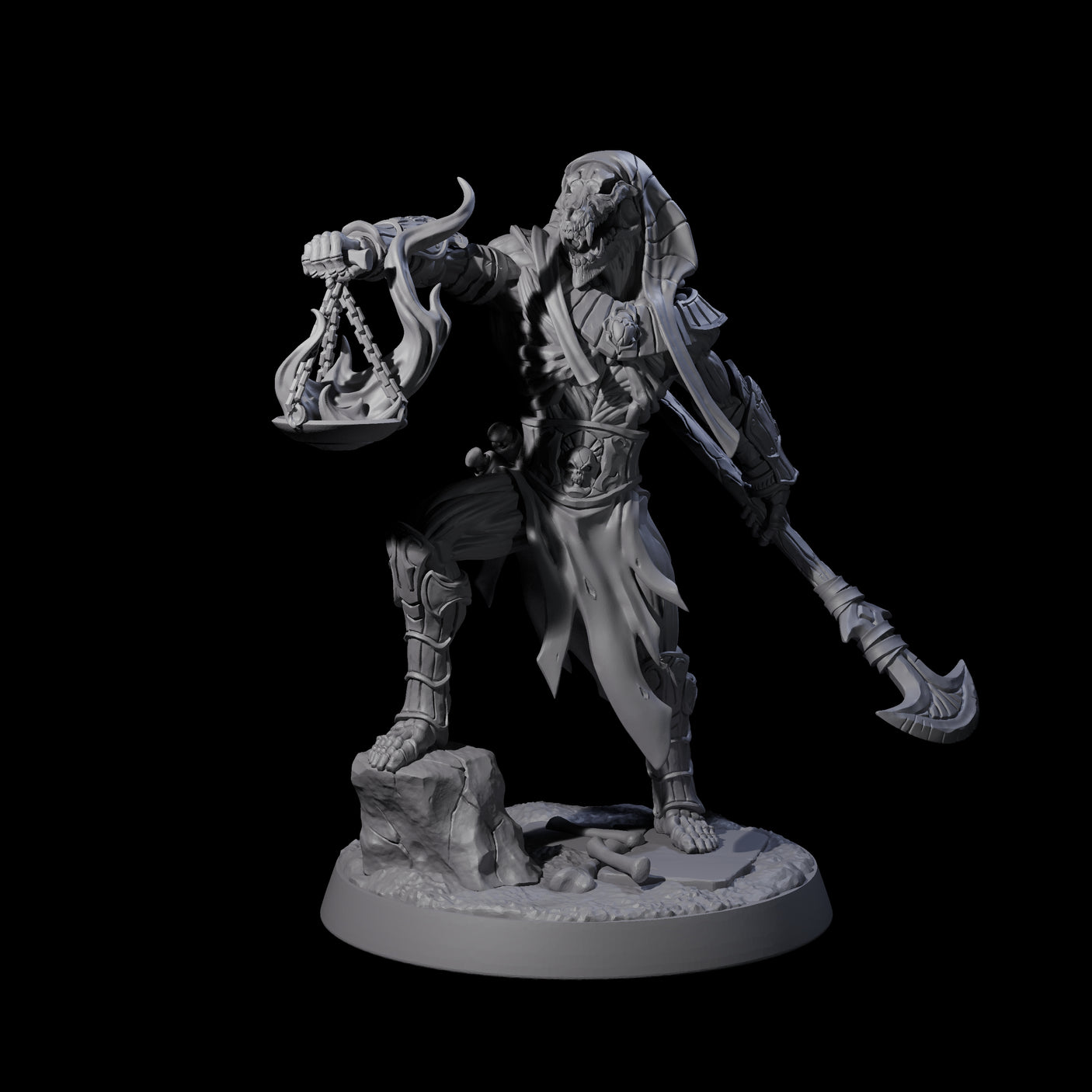 Skeletal Anbuis Priest Miniature for Dungeons and Dragons, Pathfinder or other TTRPGs