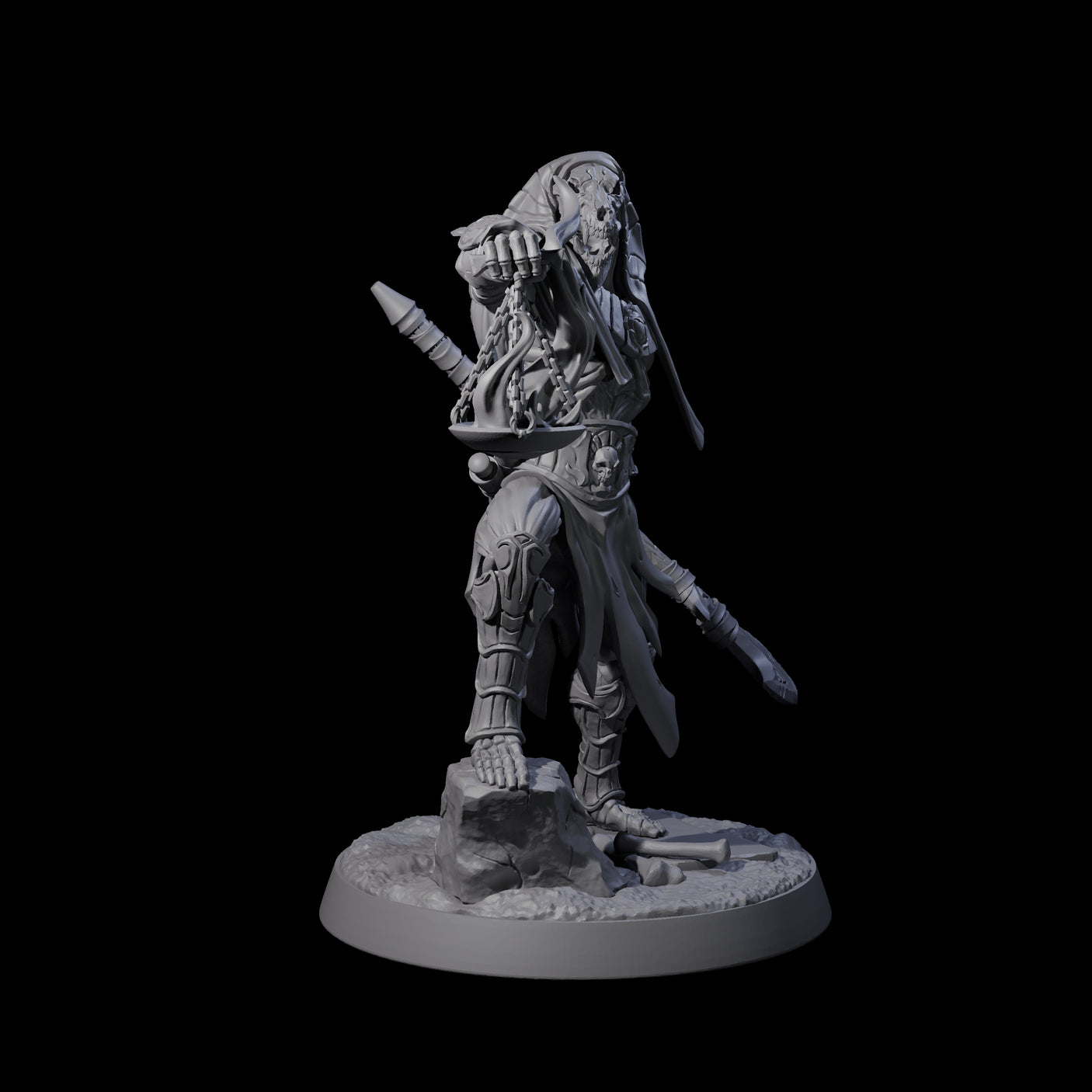 Skeletal Anbuis Priest Miniature for Dungeons and Dragons, Pathfinder or other TTRPGs