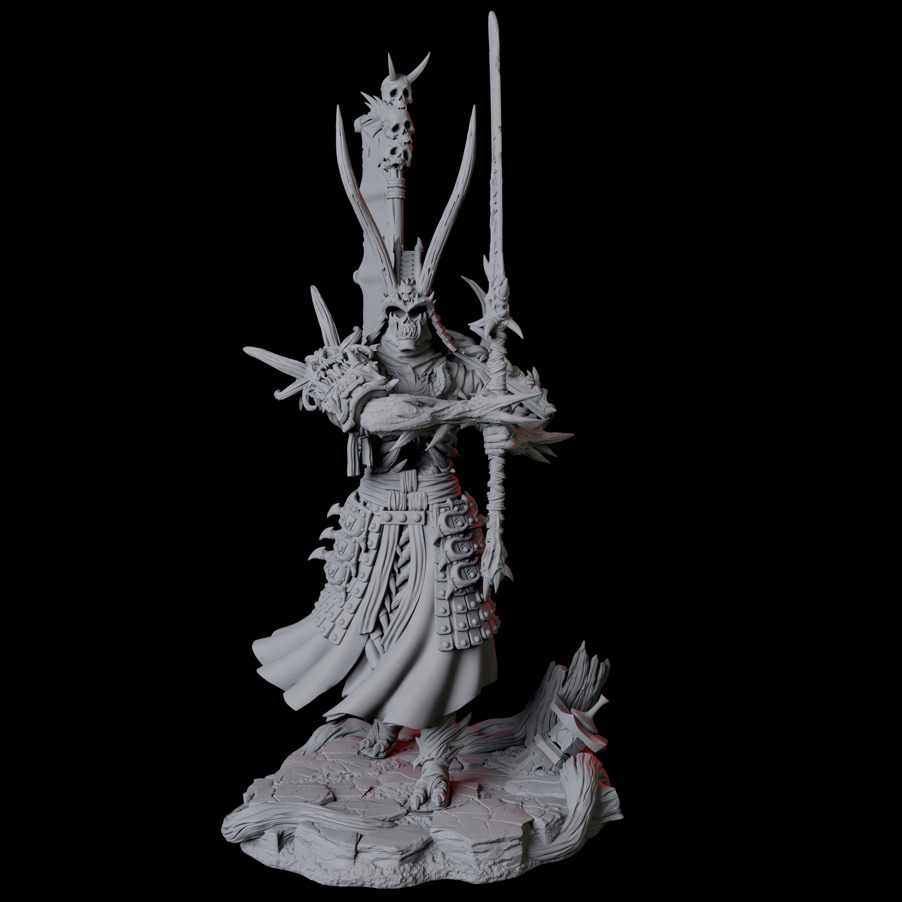 Skeletal Undead Samurai D Miniature for Dungeons and Dragons, Pathfinder or other TTRPGs