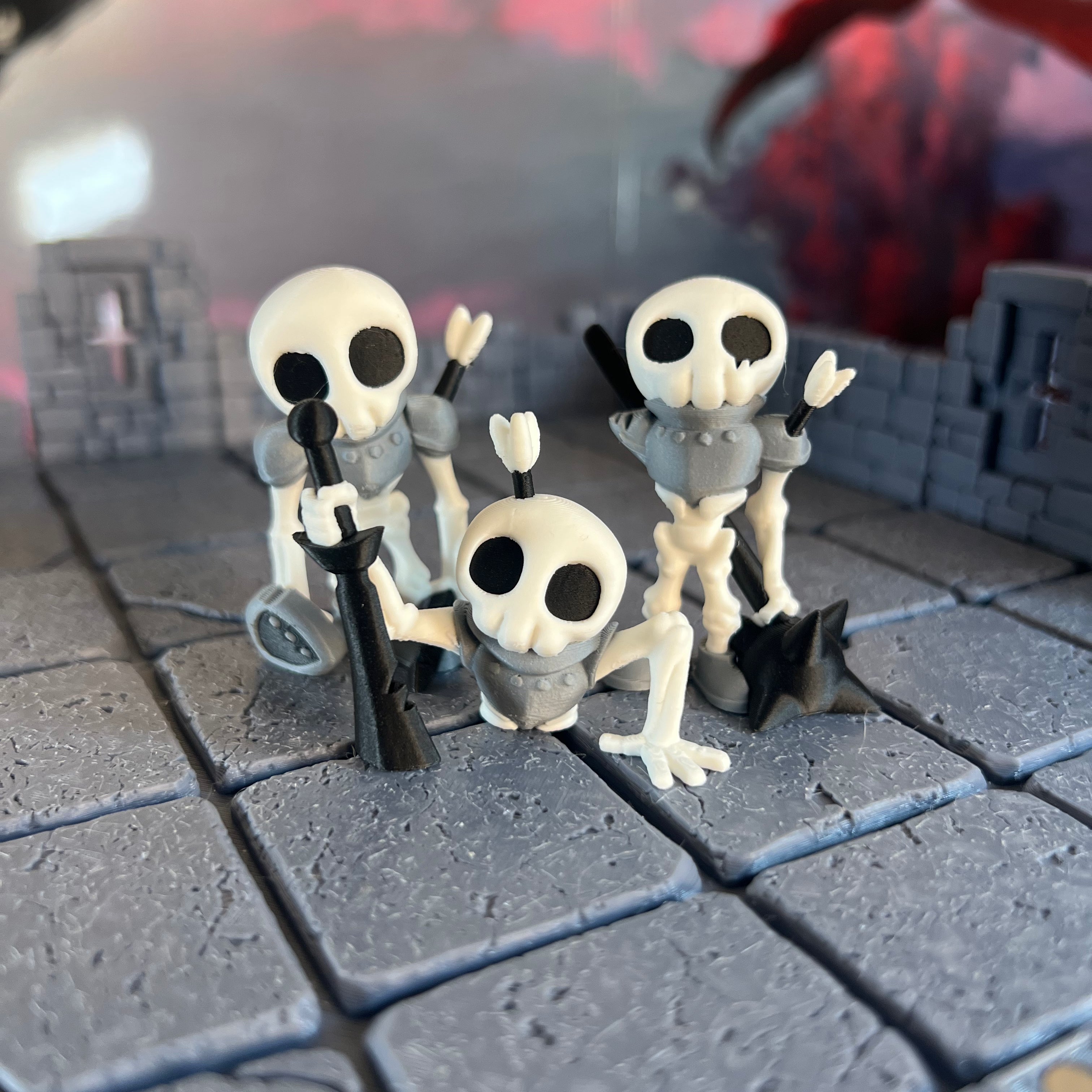 Skeleton Undead Set of Three Multicolour Table Ready Miniatures Miniature for Dungeons and Dragons, Pathfinder or other TTRPGs
