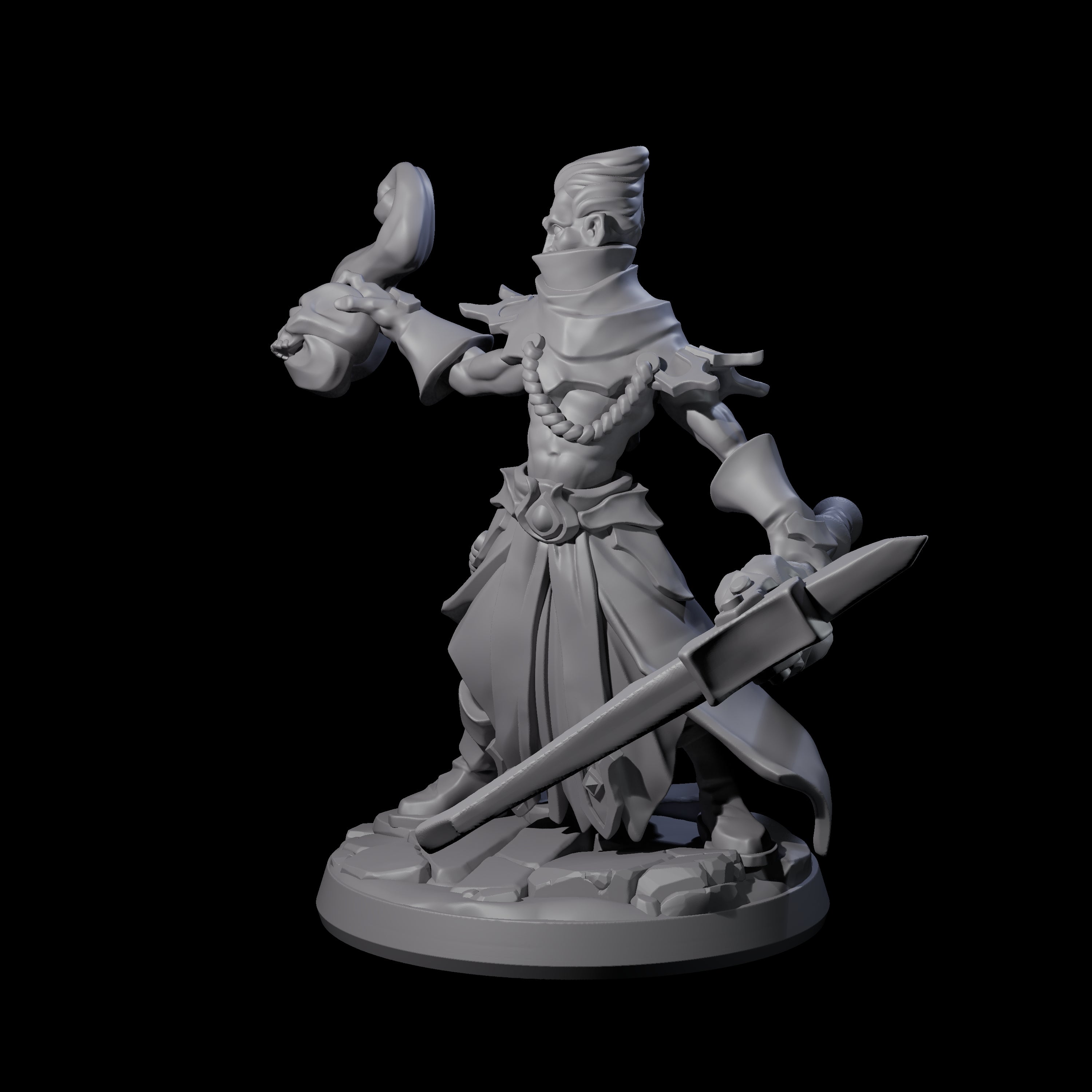 Skull Wielding Necromancer Miniature for Dungeons and Dragons, Pathfinder or other TTRPGs