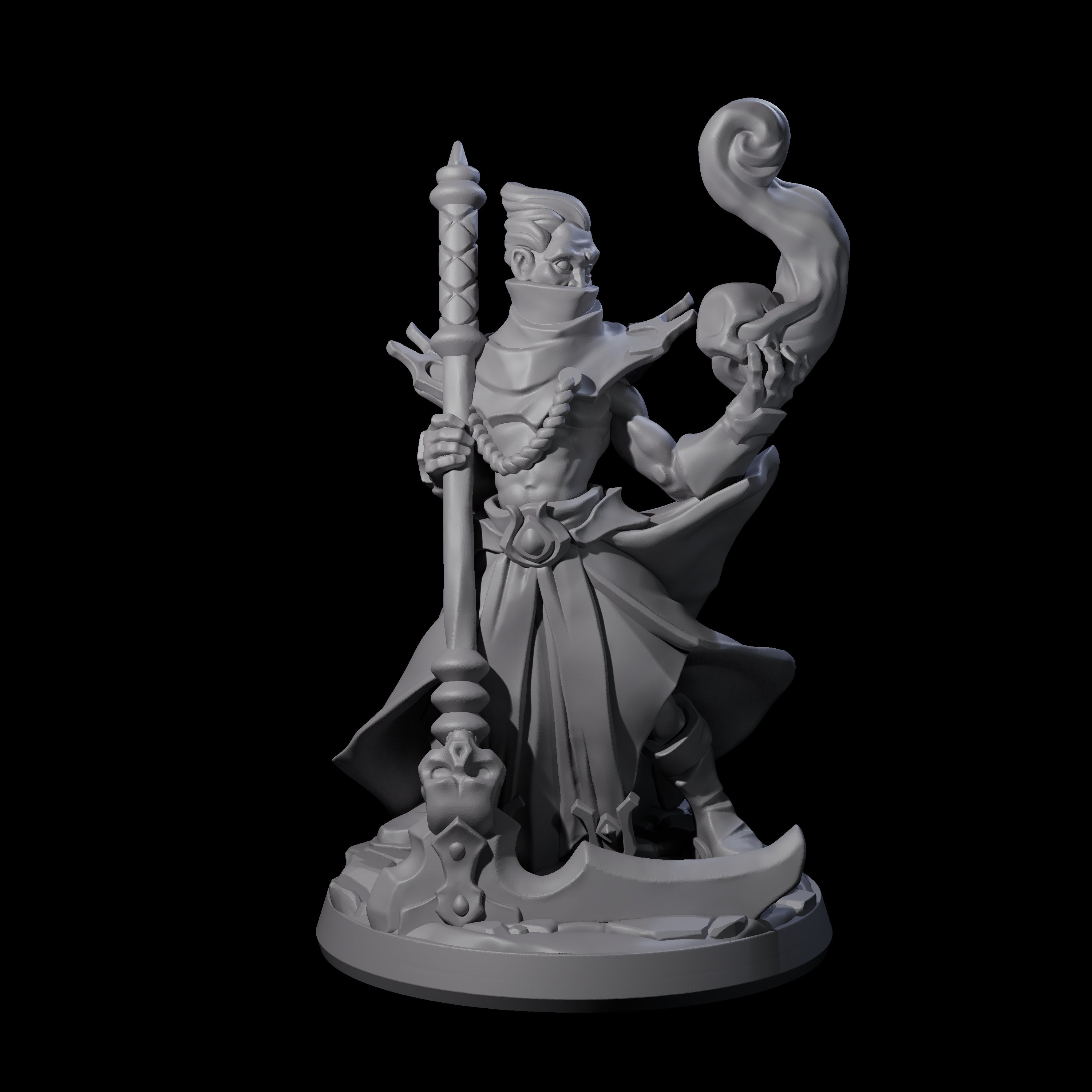 Skull Wielding Necromancer Miniature for Dungeons and Dragons, Pathfinder or other TTRPGs
