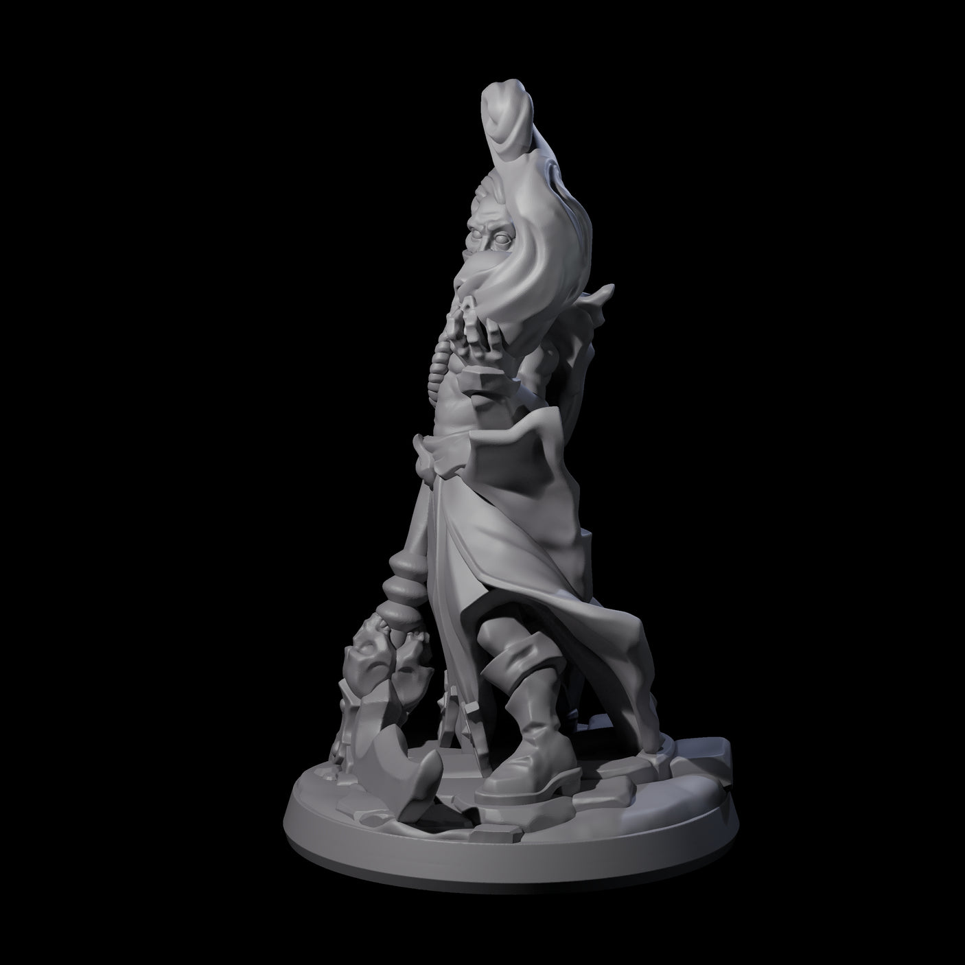 Skull Wielding Necromancer Miniature for Dungeons and Dragons, Pathfinder or other TTRPGs