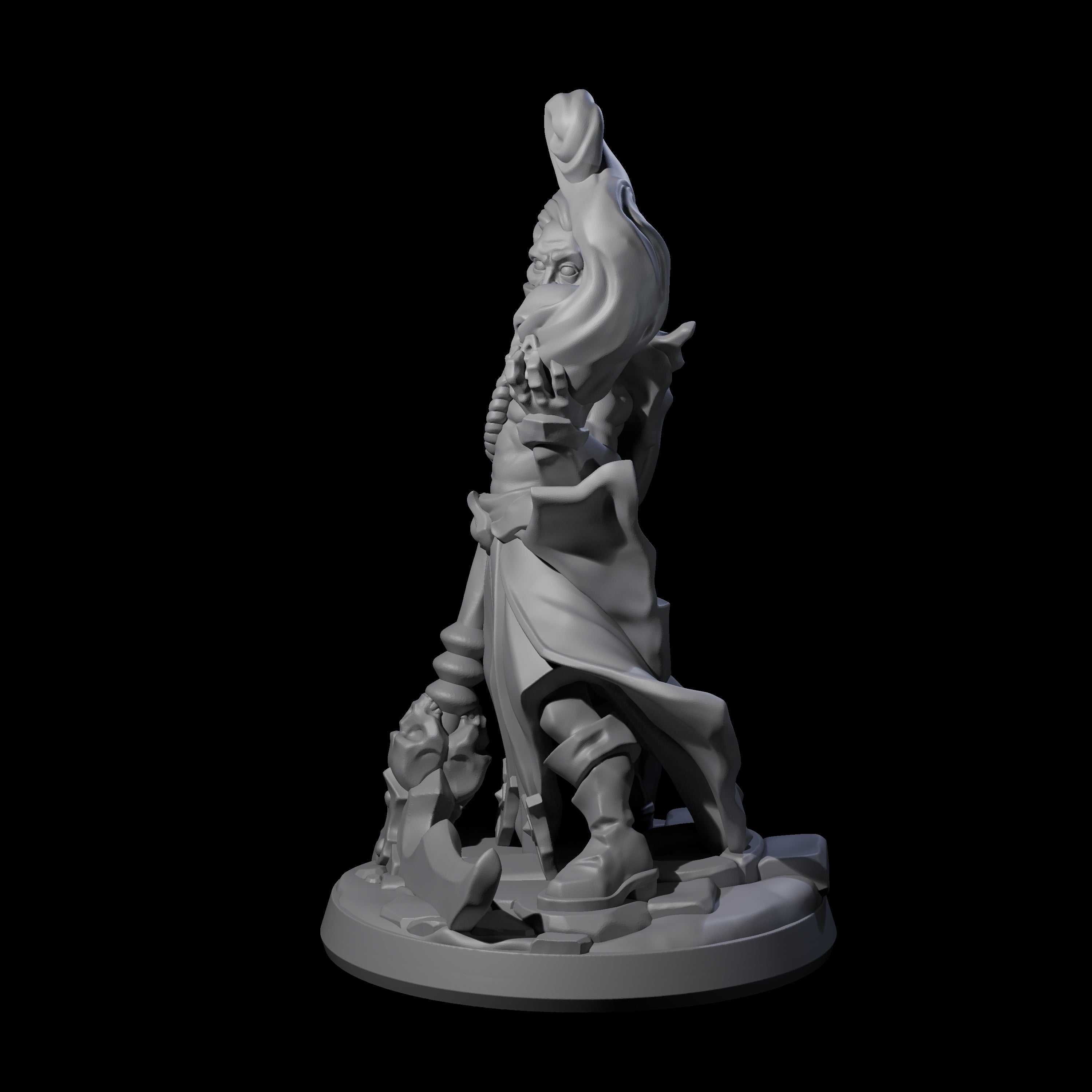 Skull Wielding Necromancer Miniature for Dungeons and Dragons, Pathfinder or other TTRPGs