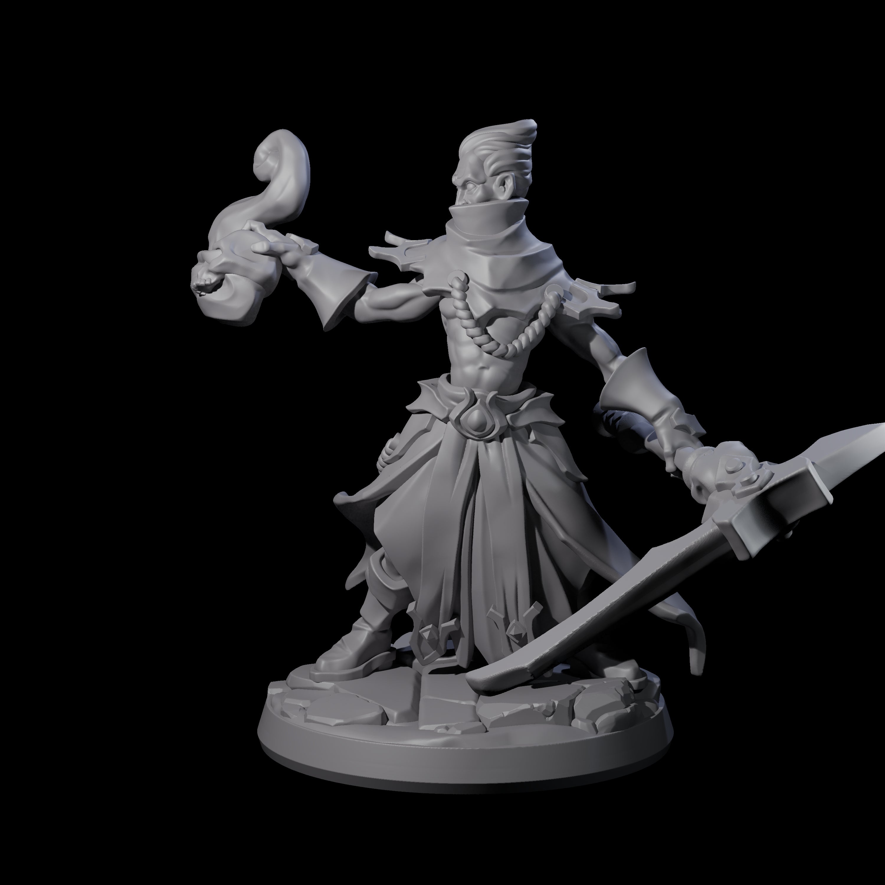 Skull Wielding Necromancer Miniature for Dungeons and Dragons, Pathfinder or other TTRPGs