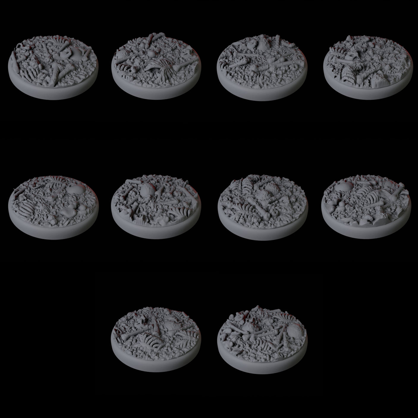 Skull and Bones Base Pack - 25mm Circles Miniature for Dungeons and Dragons, Pathfinder or other TTRPGs