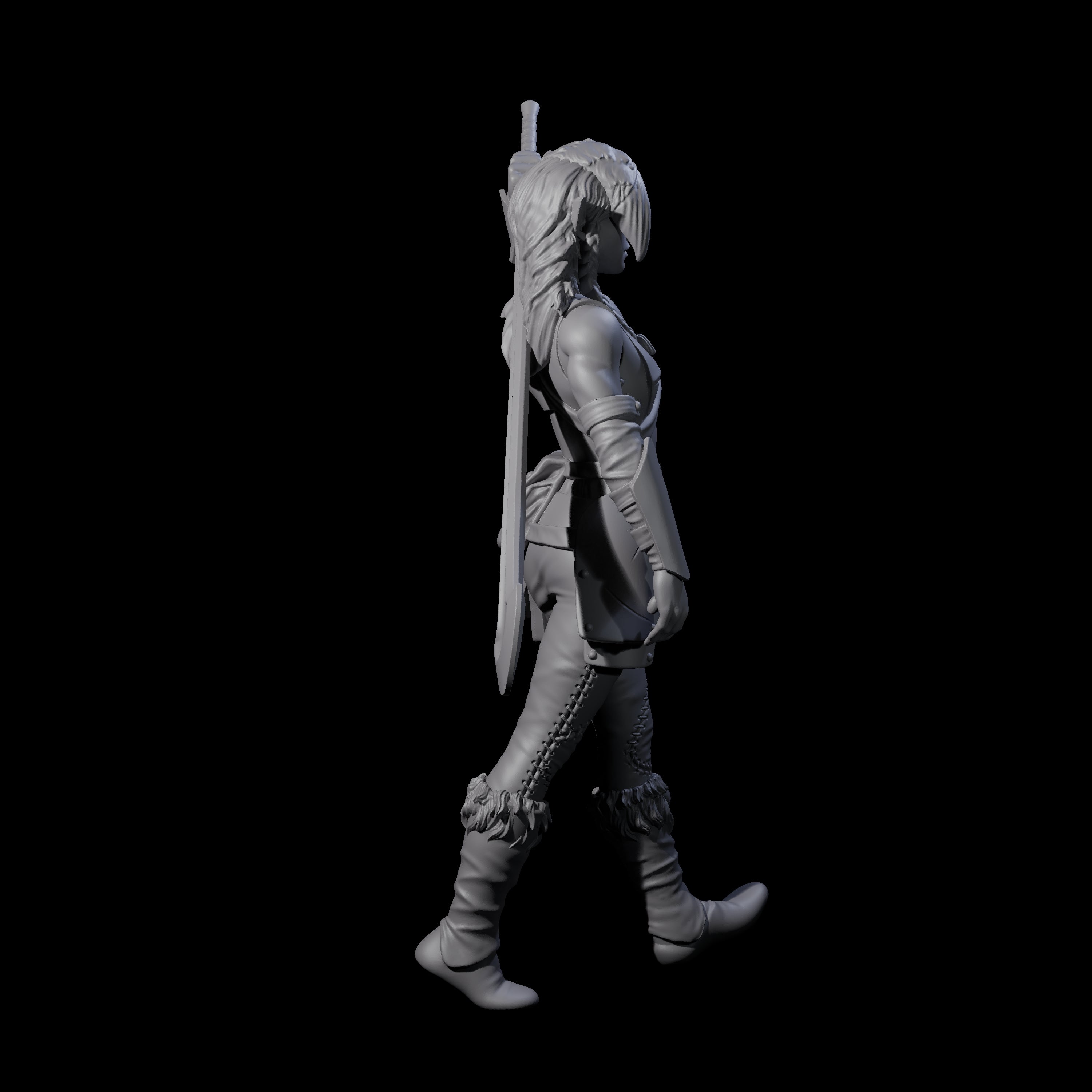 Slender Elf Barbarian Miniature for Dungeons and Dragons, Pathfinder or other TTRPGs