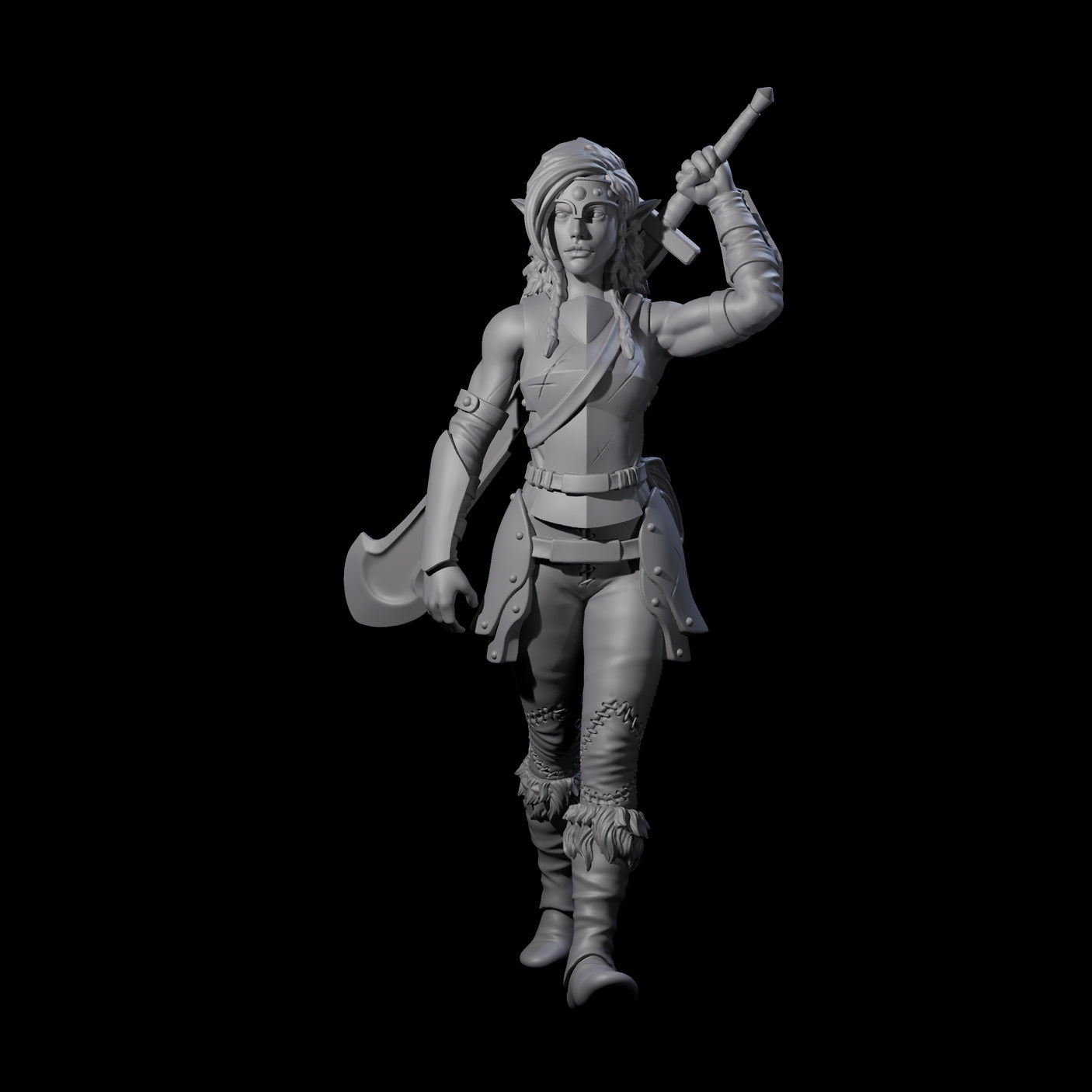 Slender Elf Barbarian Miniature for Dungeons and Dragons, Pathfinder or other TTRPGs