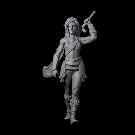 Slender Elf Barbarian Miniature for Dungeons and Dragons, Pathfinder or other TTRPGs