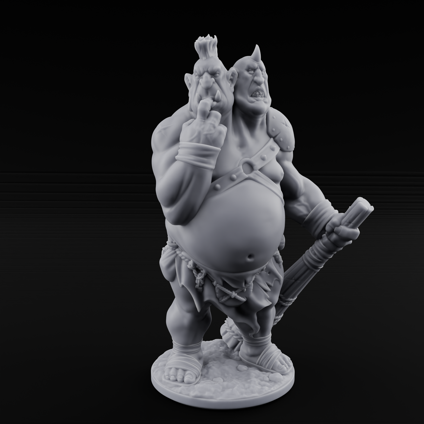 Slightly Confused Ettin Warrior Miniature for Dungeons and Dragons, Pathfinder or other TTRPGs