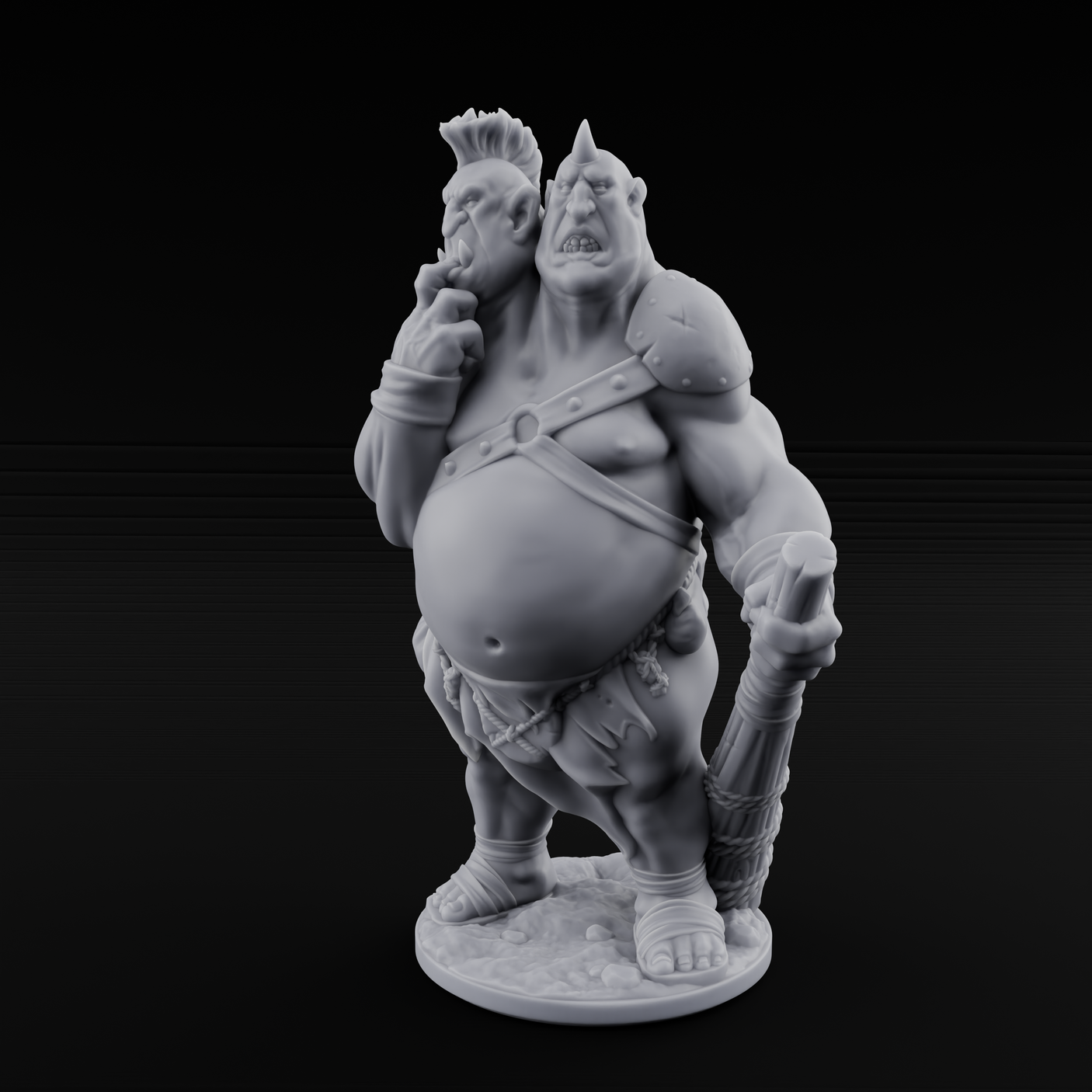 Slightly Confused Ettin Warrior Miniature for Dungeons and Dragons, Pathfinder or other TTRPGs