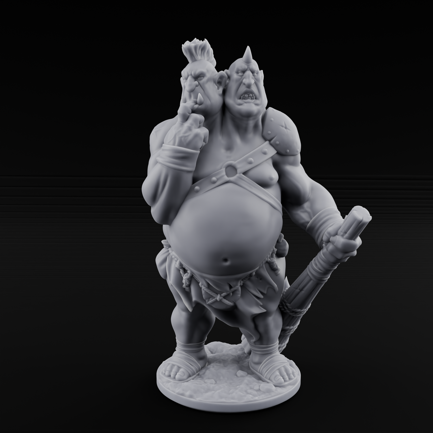 Slightly Confused Ettin Warrior Miniature for Dungeons and Dragons, Pathfinder or other TTRPGs