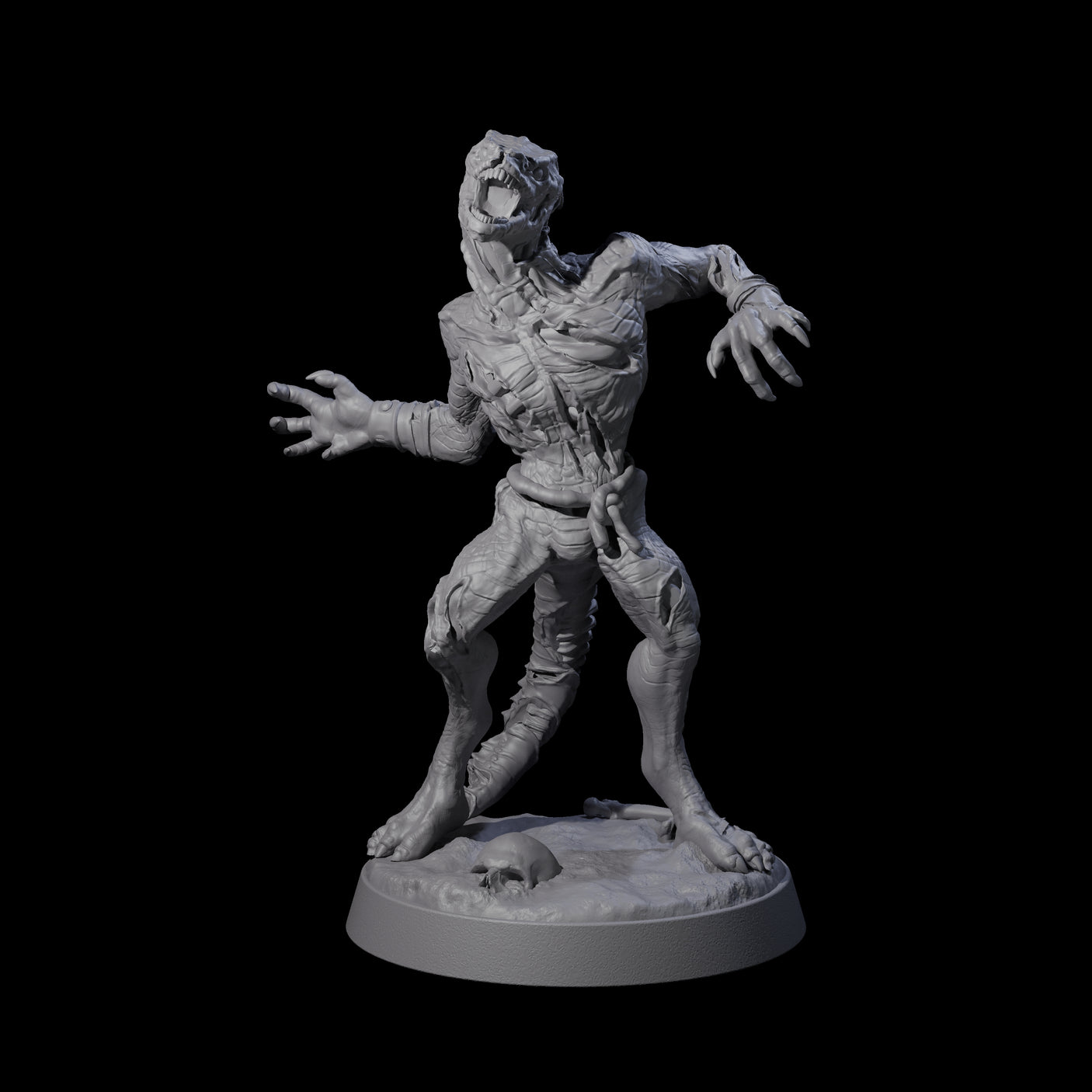 Slimy Lizardfolk Zombie E Miniature for Dungeons and Dragons, Pathfinder or other TTRPGs