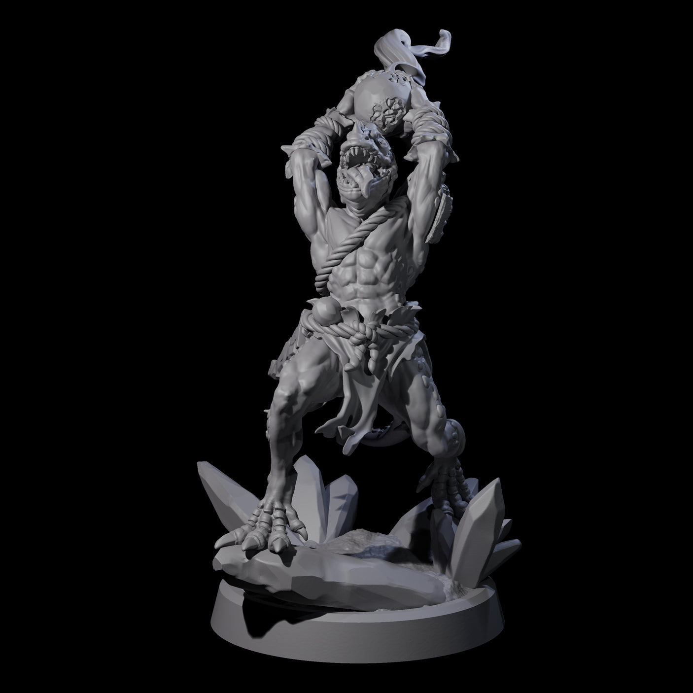 Slimy Troglodyte Cultist C Miniature for Dungeons and Dragons, Pathfinder or other TTRPGs