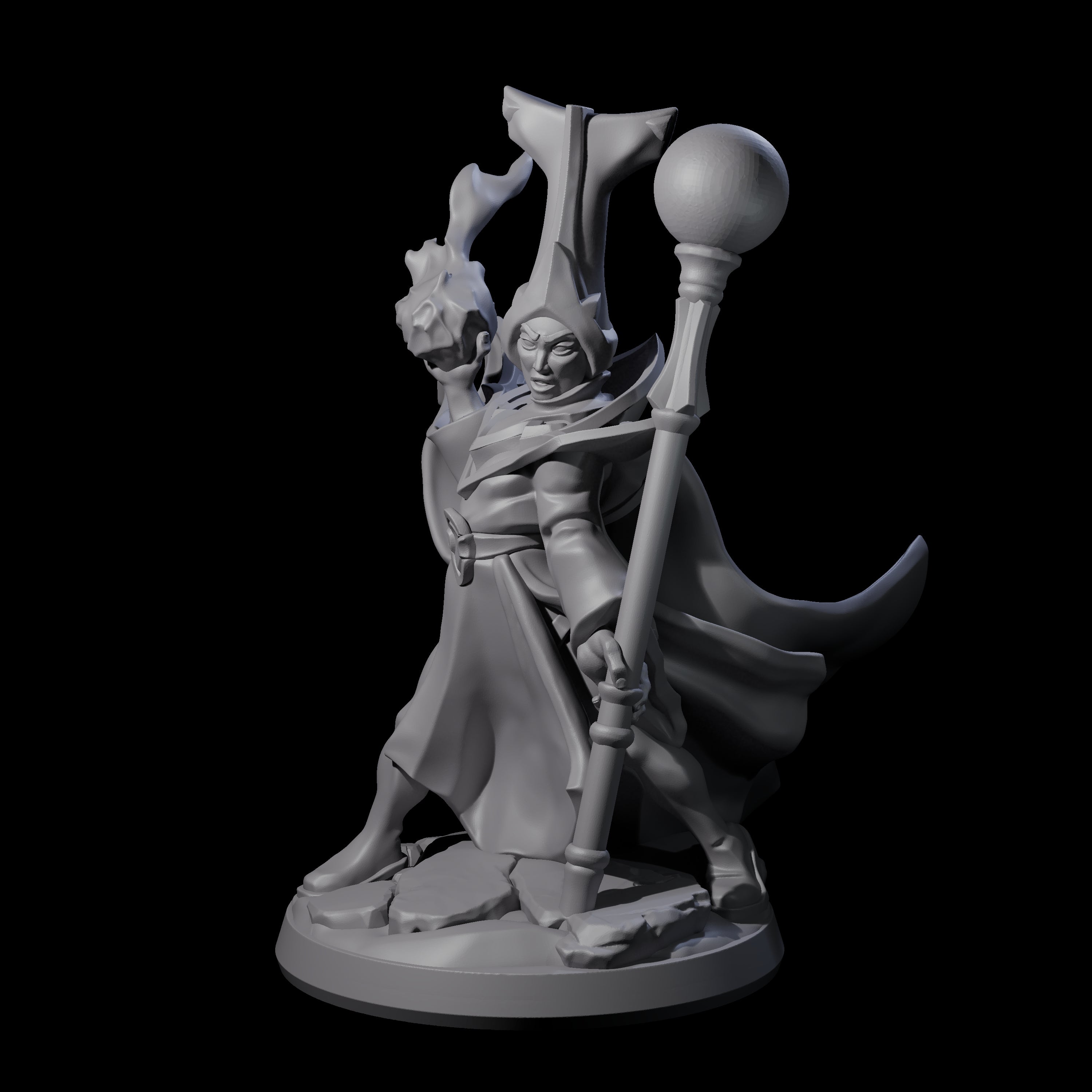 Slinging Mega Hat Wizard Miniature for Dungeons and Dragons, Pathfinder or other TTRPGs