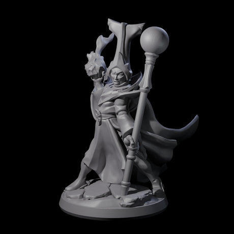 Slinging Mega Hat Wizard Miniature for Dungeons and Dragons, Pathfinder or other TTRPGs