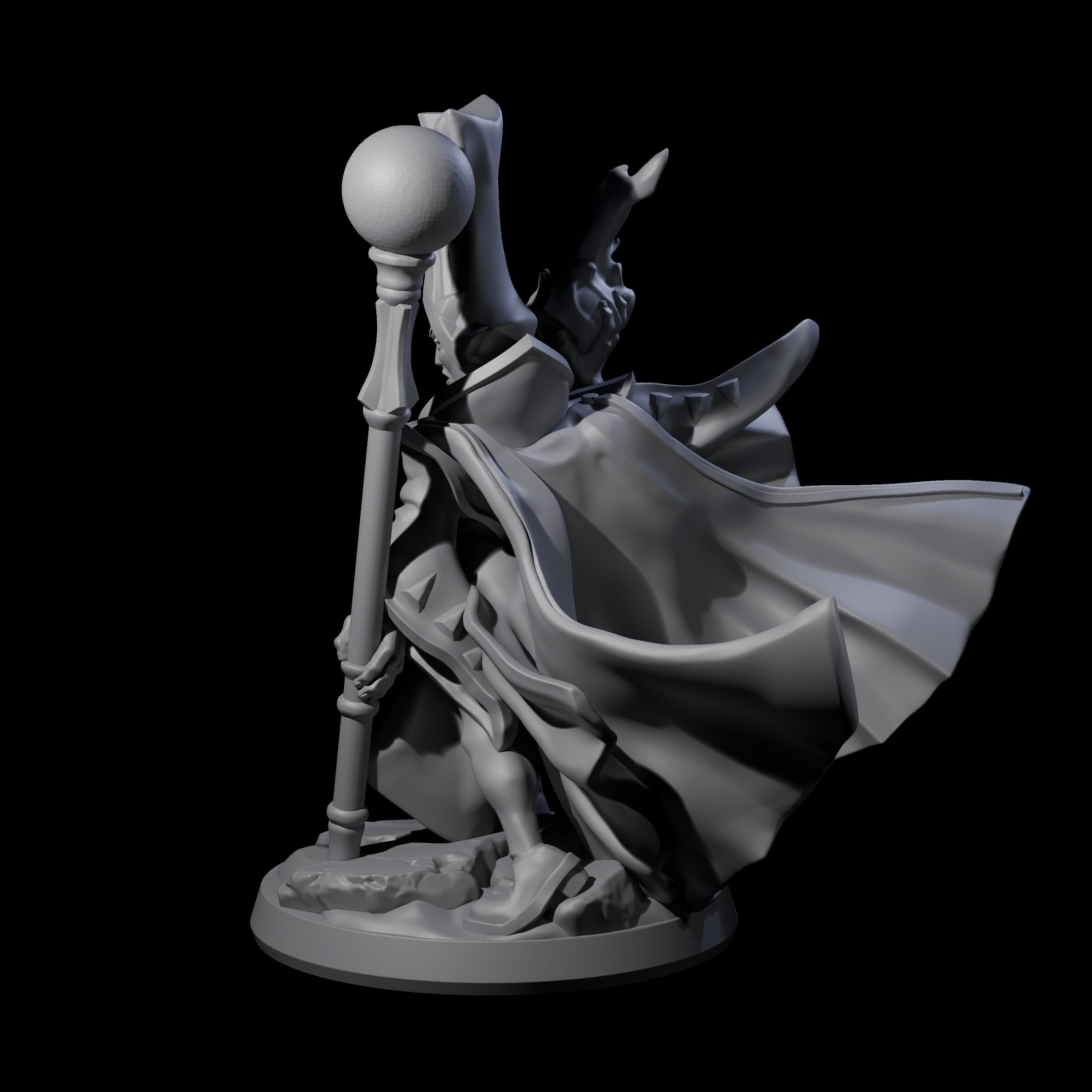 Slinging Mega Hat Wizard Miniature for Dungeons and Dragons, Pathfinder or other TTRPGs