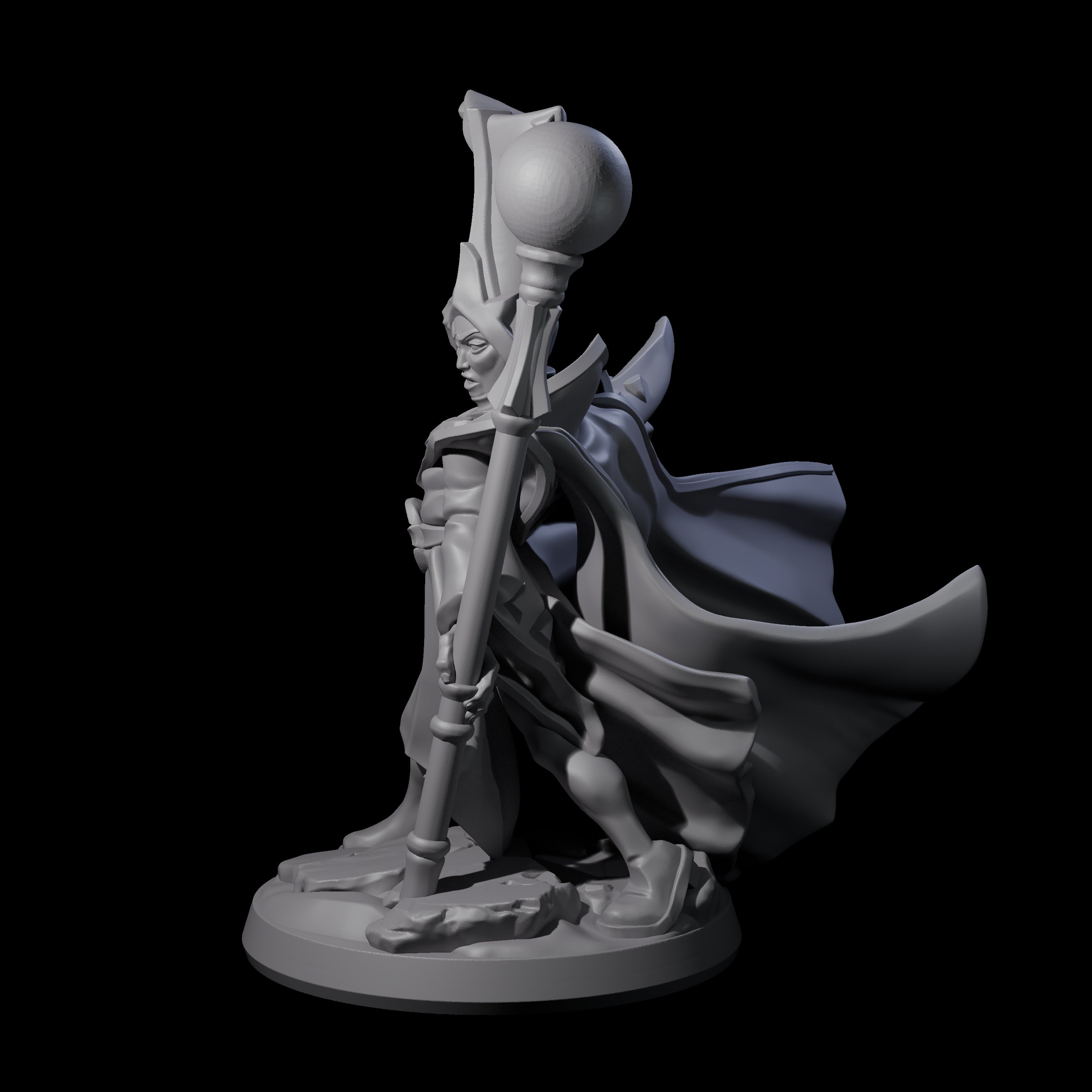 Slinging Mega Hat Wizard Miniature for Dungeons and Dragons, Pathfinder or other TTRPGs