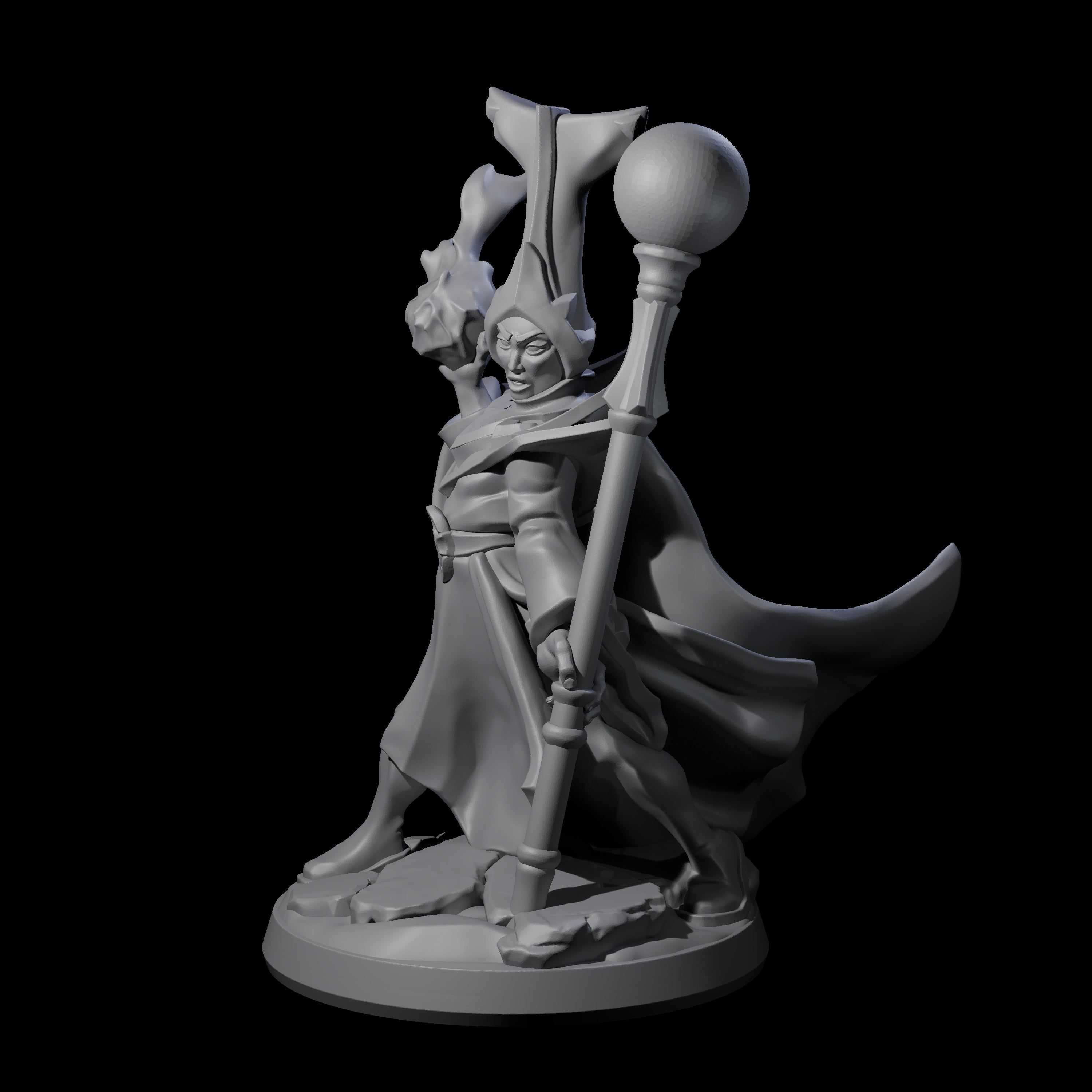 Slinging Mega Hat Wizard Miniature for Dungeons and Dragons, Pathfinder or other TTRPGs