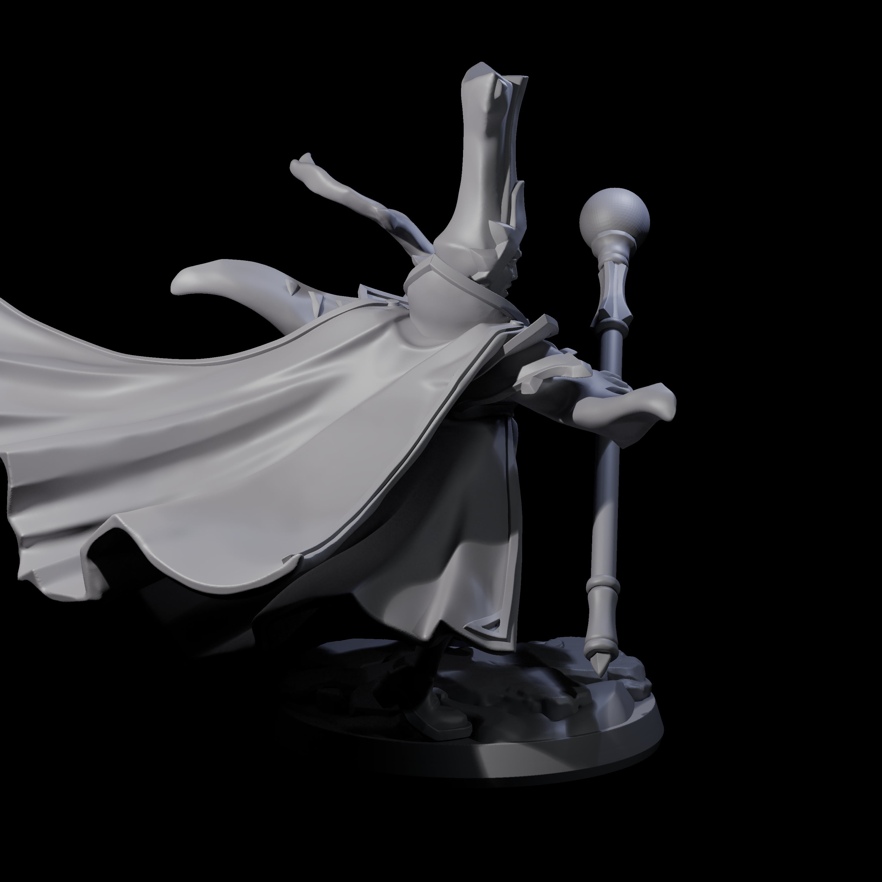 Slinging Mega Hat Wizard Miniature for Dungeons and Dragons, Pathfinder or other TTRPGs