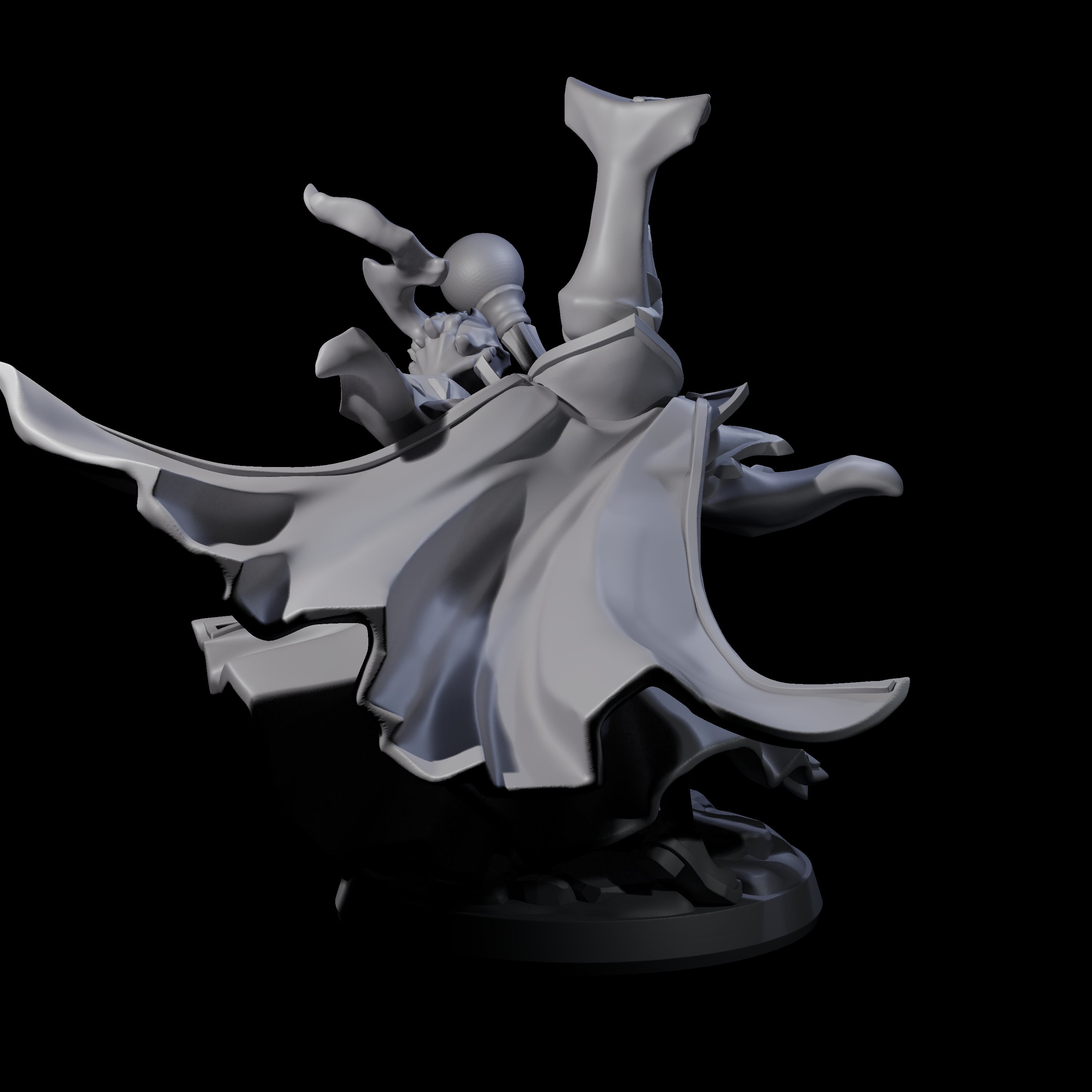 Slinging Mega Hat Wizard Miniature for Dungeons and Dragons, Pathfinder or other TTRPGs