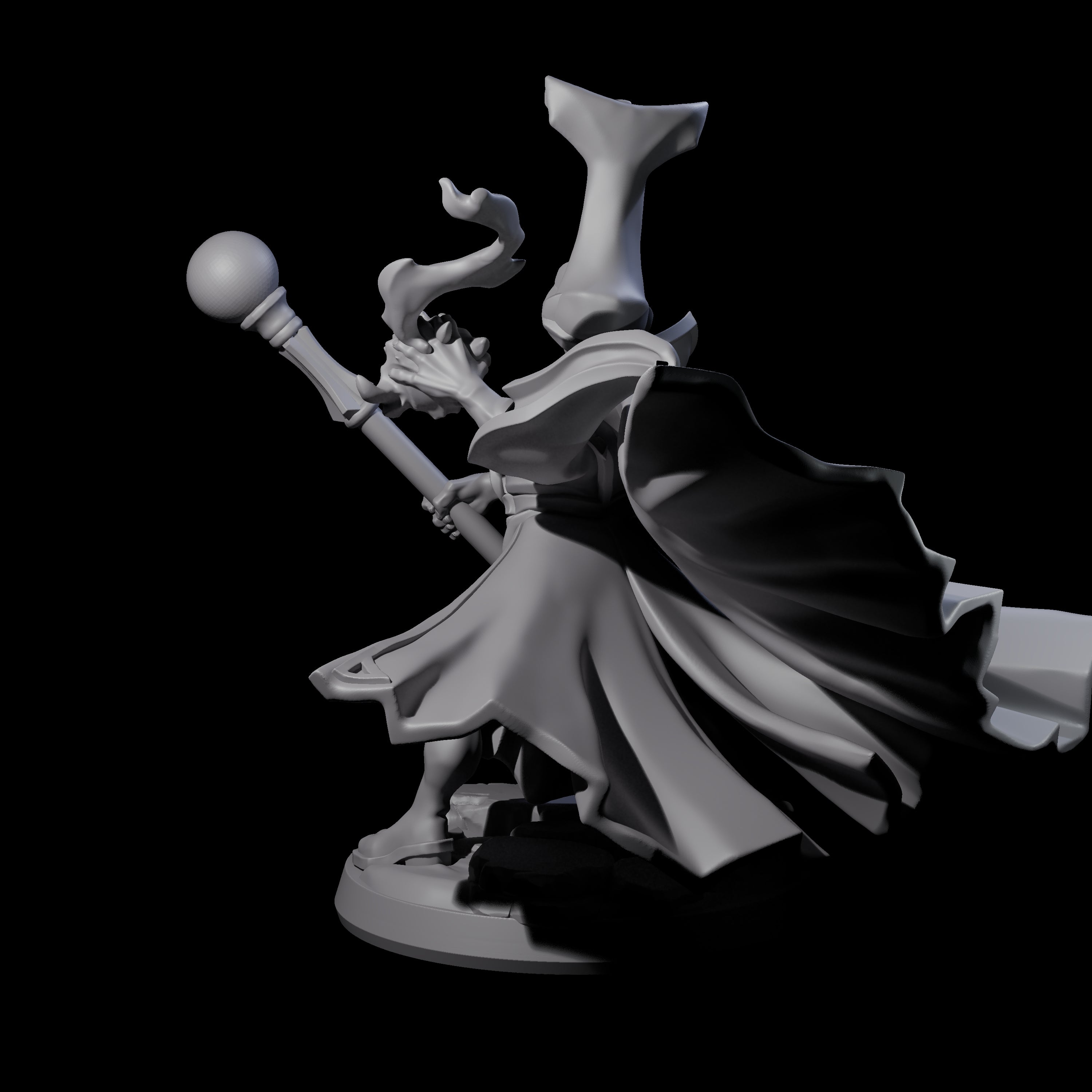 Slinging Mega Hat Wizard Miniature for Dungeons and Dragons, Pathfinder or other TTRPGs