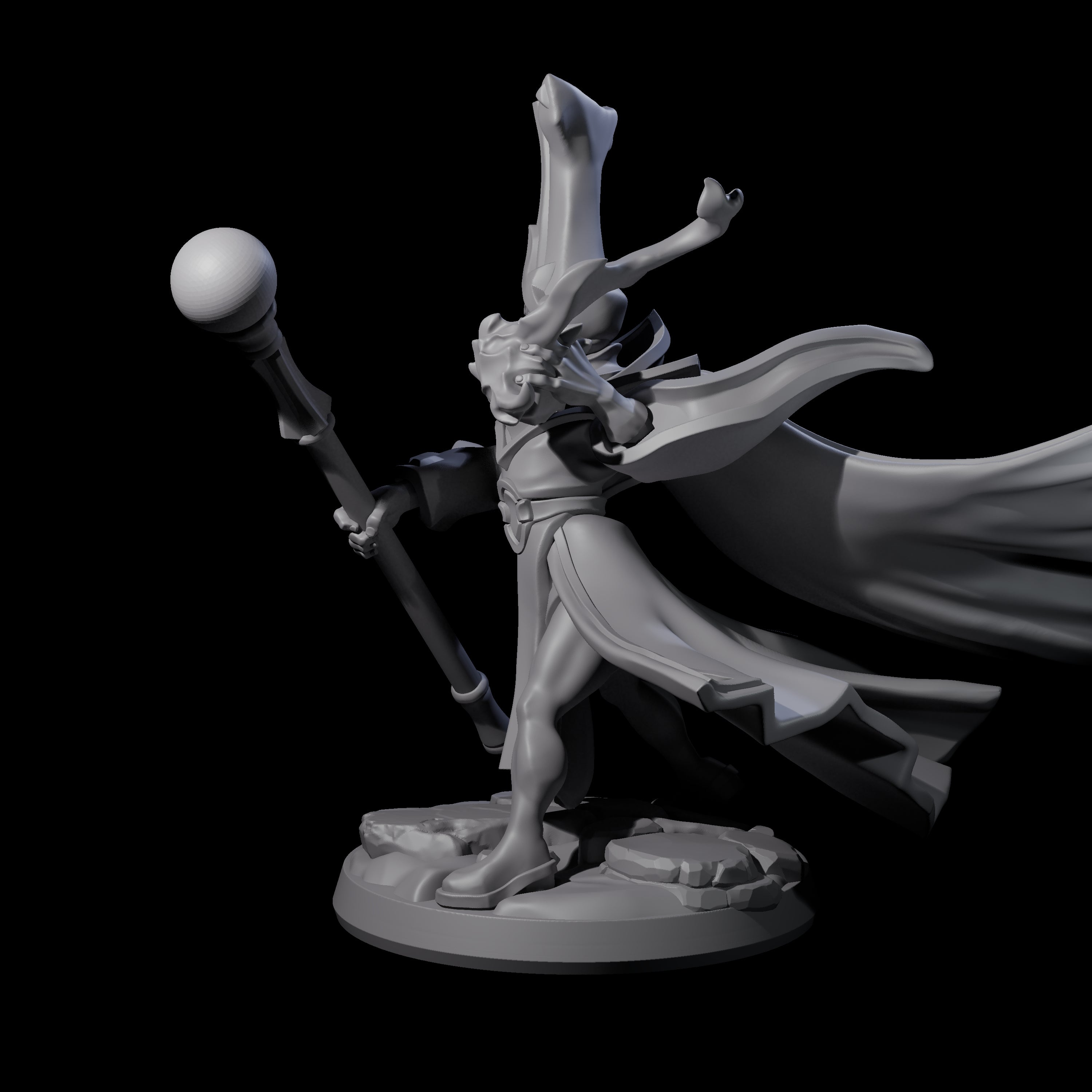 Slinging Mega Hat Wizard Miniature for Dungeons and Dragons, Pathfinder or other TTRPGs