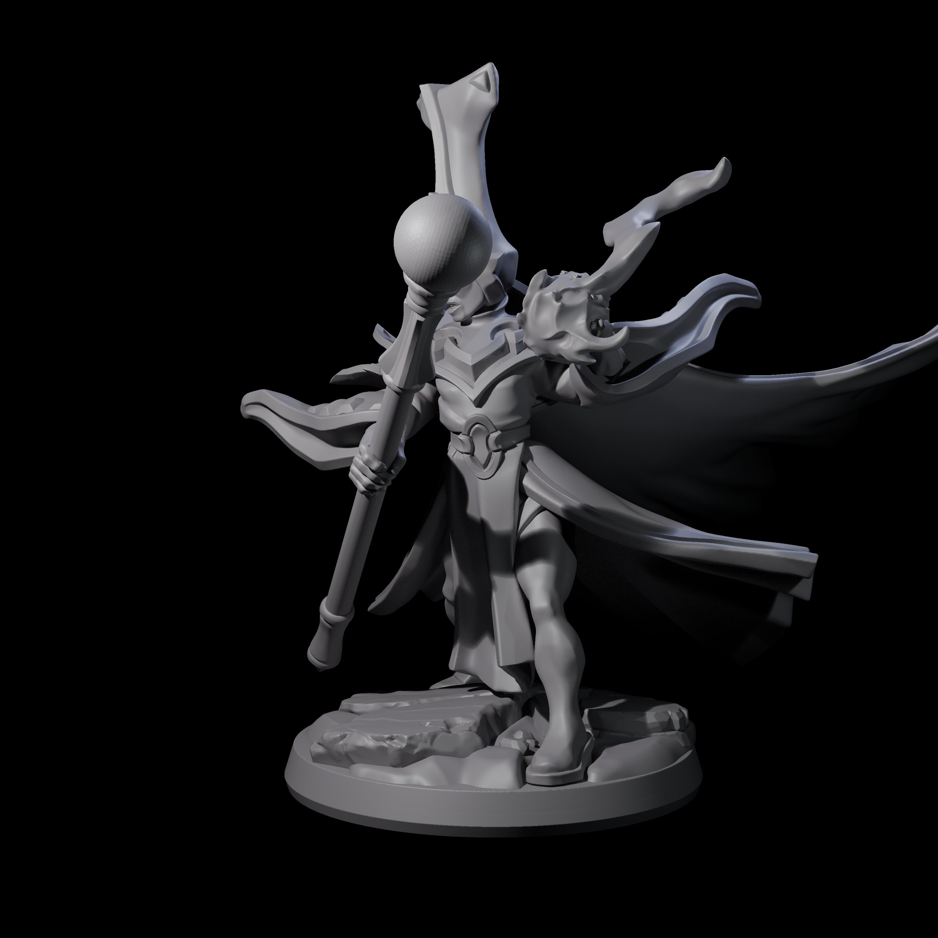 Slinging Mega Hat Wizard Miniature for Dungeons and Dragons, Pathfinder or other TTRPGs