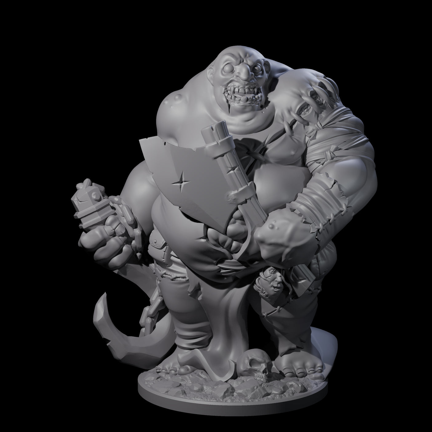 Slopping Zombie Butcher Miniature for Dungeons and Dragons, Pathfinder or other TTRPGs