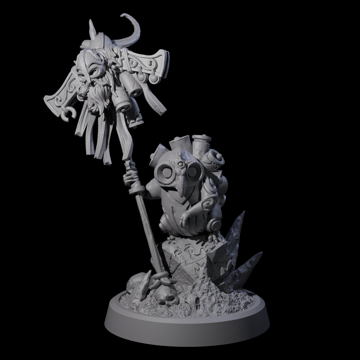 Small Owl-like Kenku Shaman C Miniature for Dungeons and Dragons, Pathfinder or other TTRPGs
