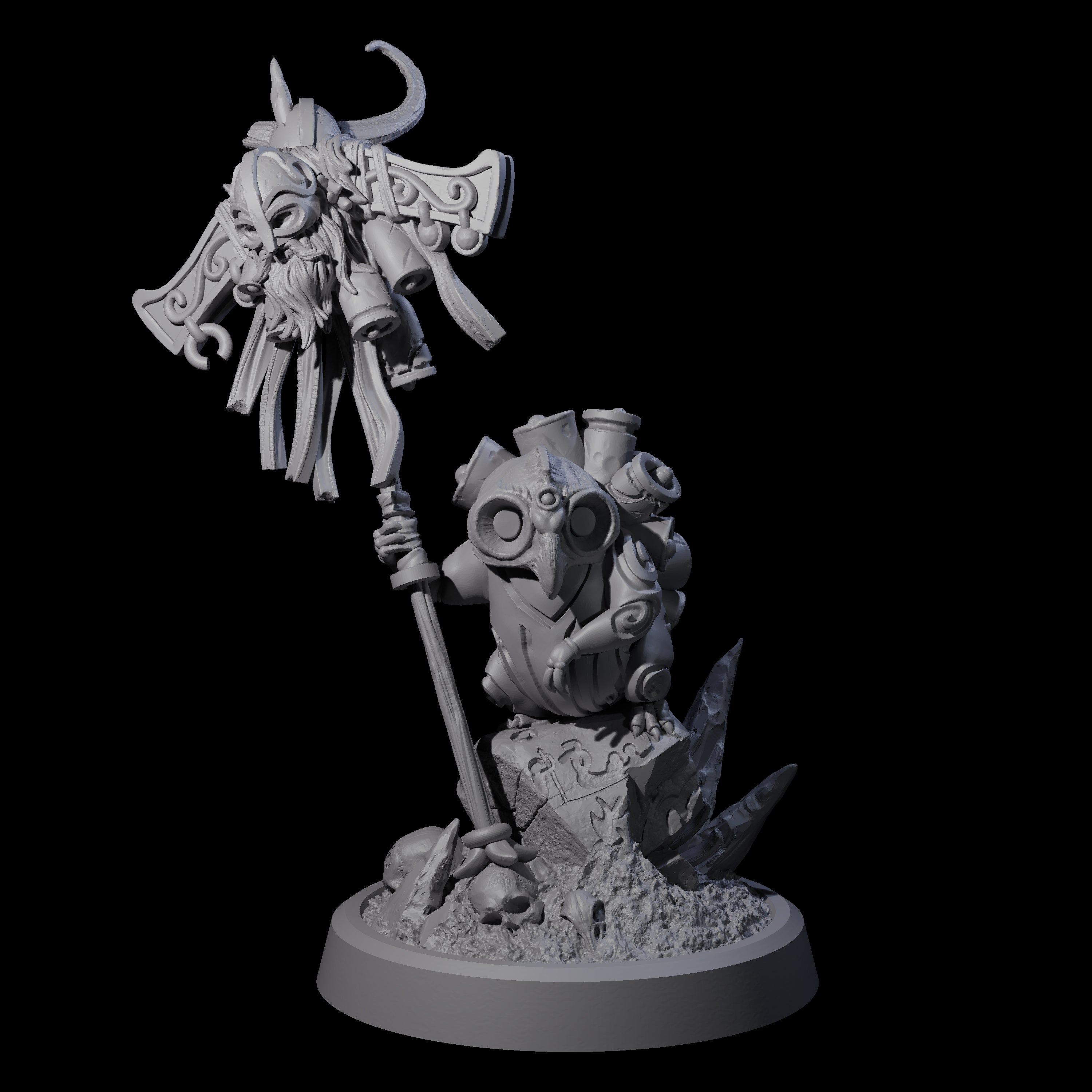 Small Owl-like Kenku Shaman C Miniature for Dungeons and Dragons, Pathfinder or other TTRPGs