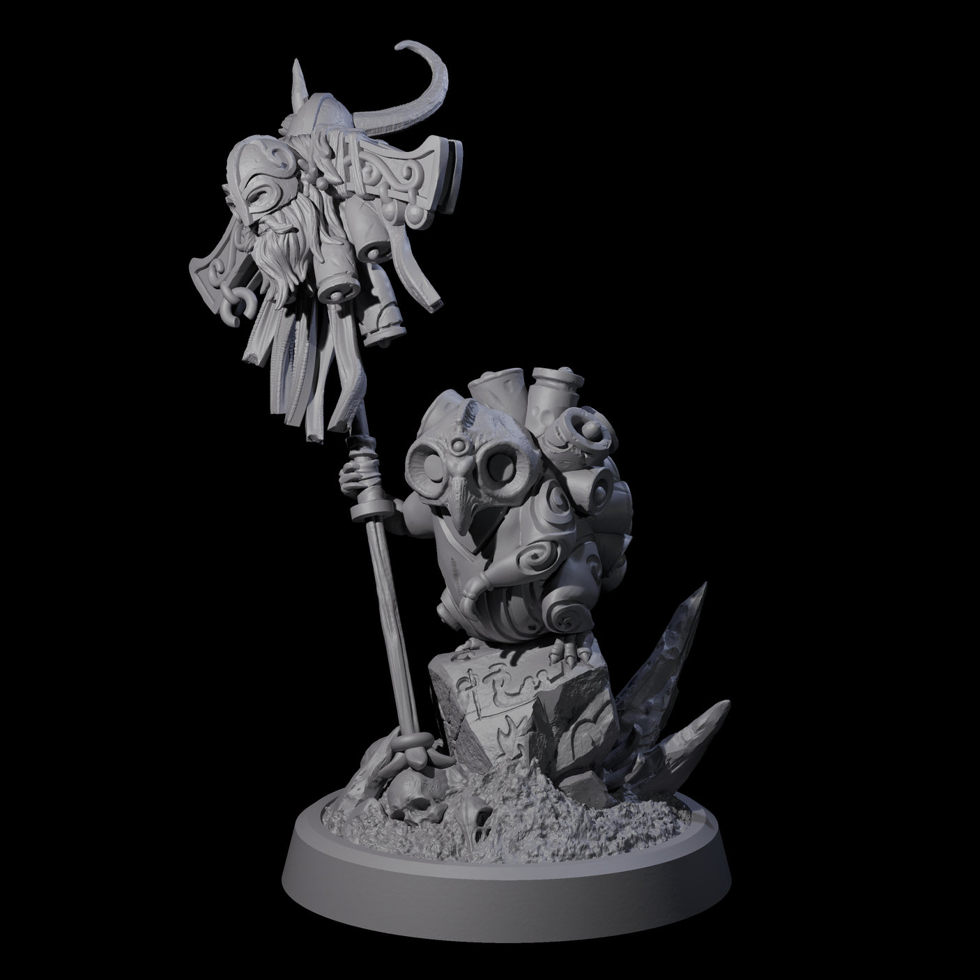Small Owl-like Kenku Shaman C Miniature for Dungeons and Dragons, Pathfinder or other TTRPGs