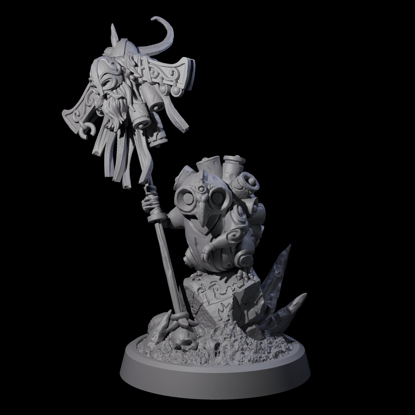 Small Owl-like Kenku Shaman C Miniature for Dungeons and Dragons, Pathfinder or other TTRPGs