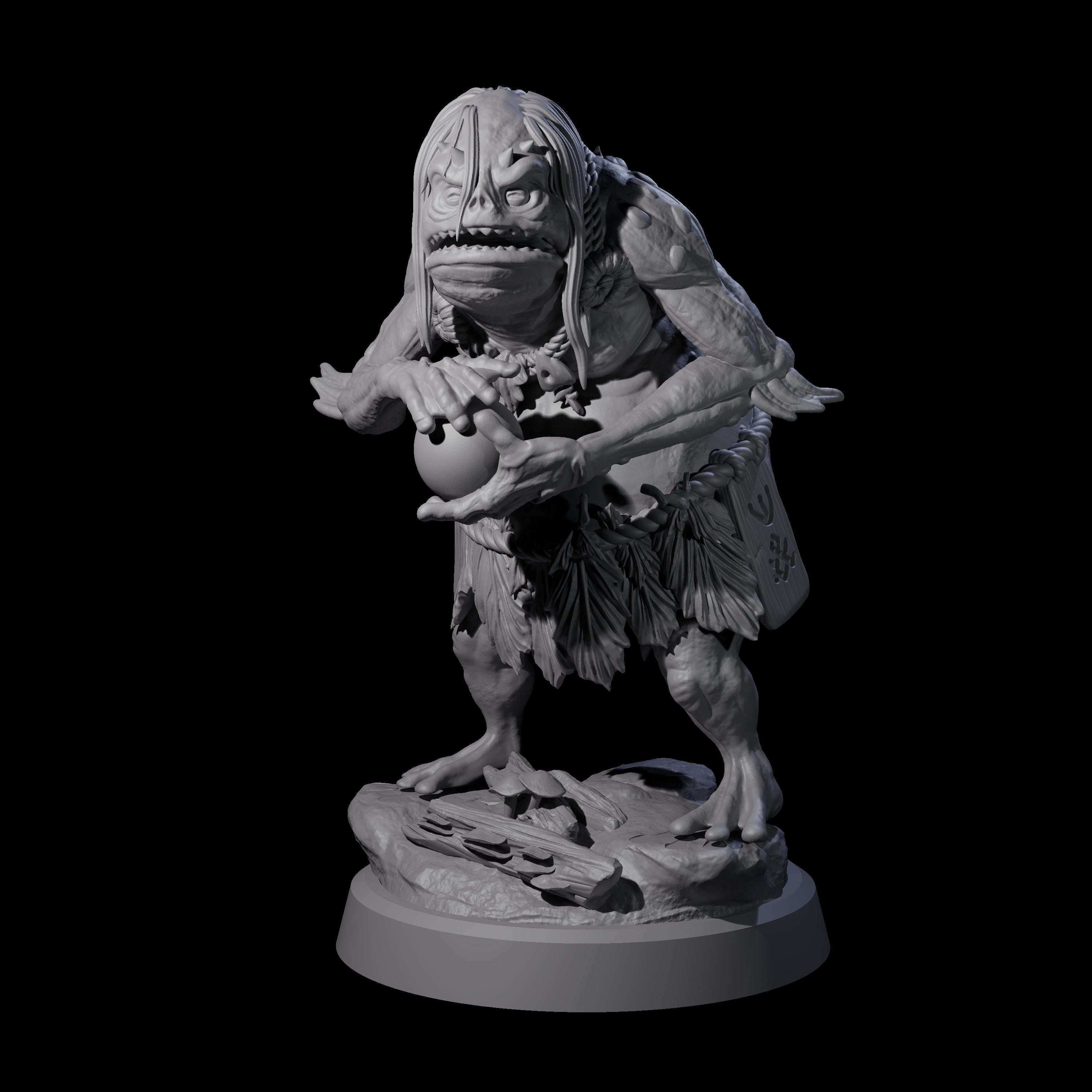 Smelly Kua-Toa Mystic B Miniature for Dungeons and Dragons, Pathfinder or other TTRPGs