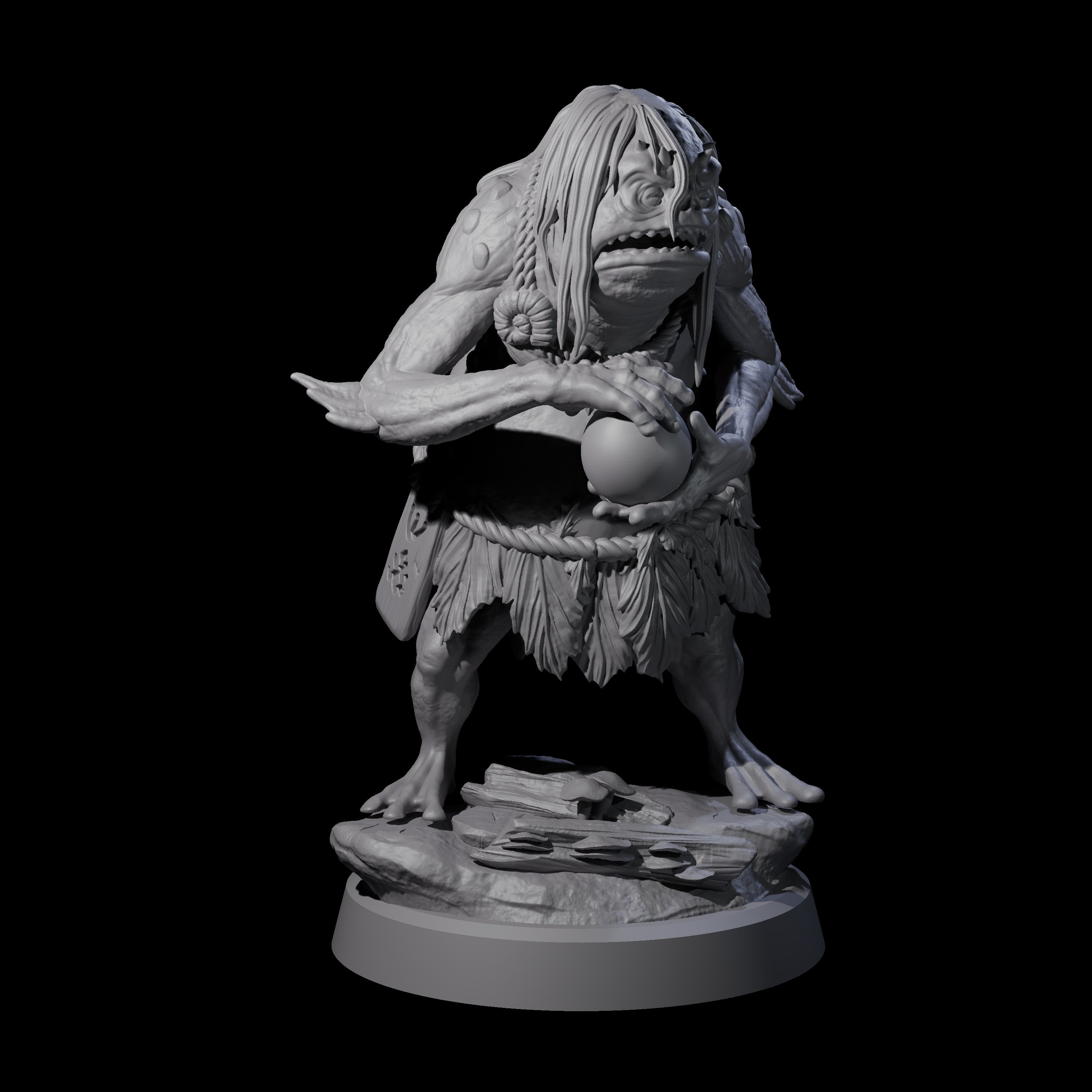 Smelly Kua-Toa Mystic B Miniature for Dungeons and Dragons, Pathfinder or other TTRPGs