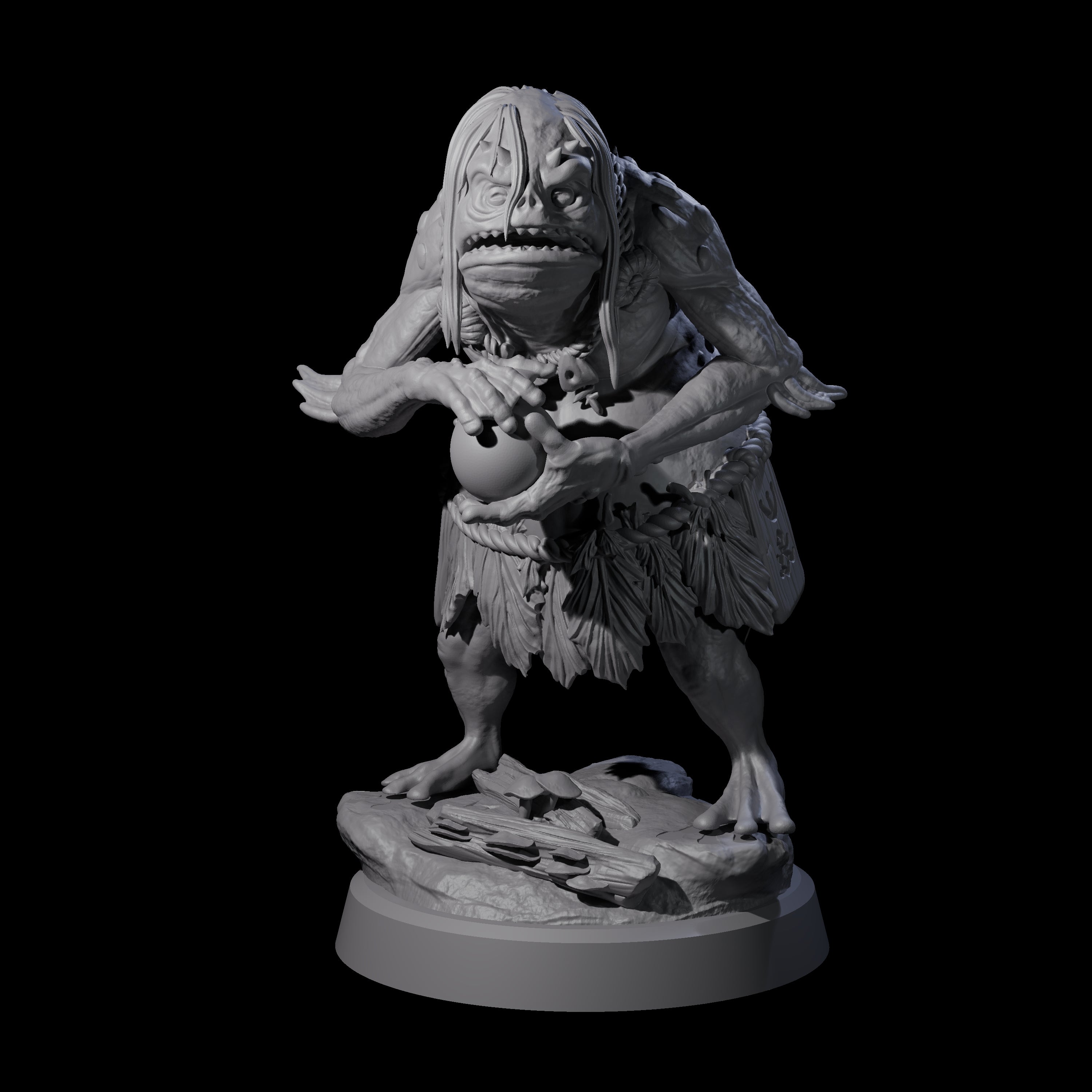 Smelly Kua-Toa Mystic B Miniature for Dungeons and Dragons, Pathfinder or other TTRPGs