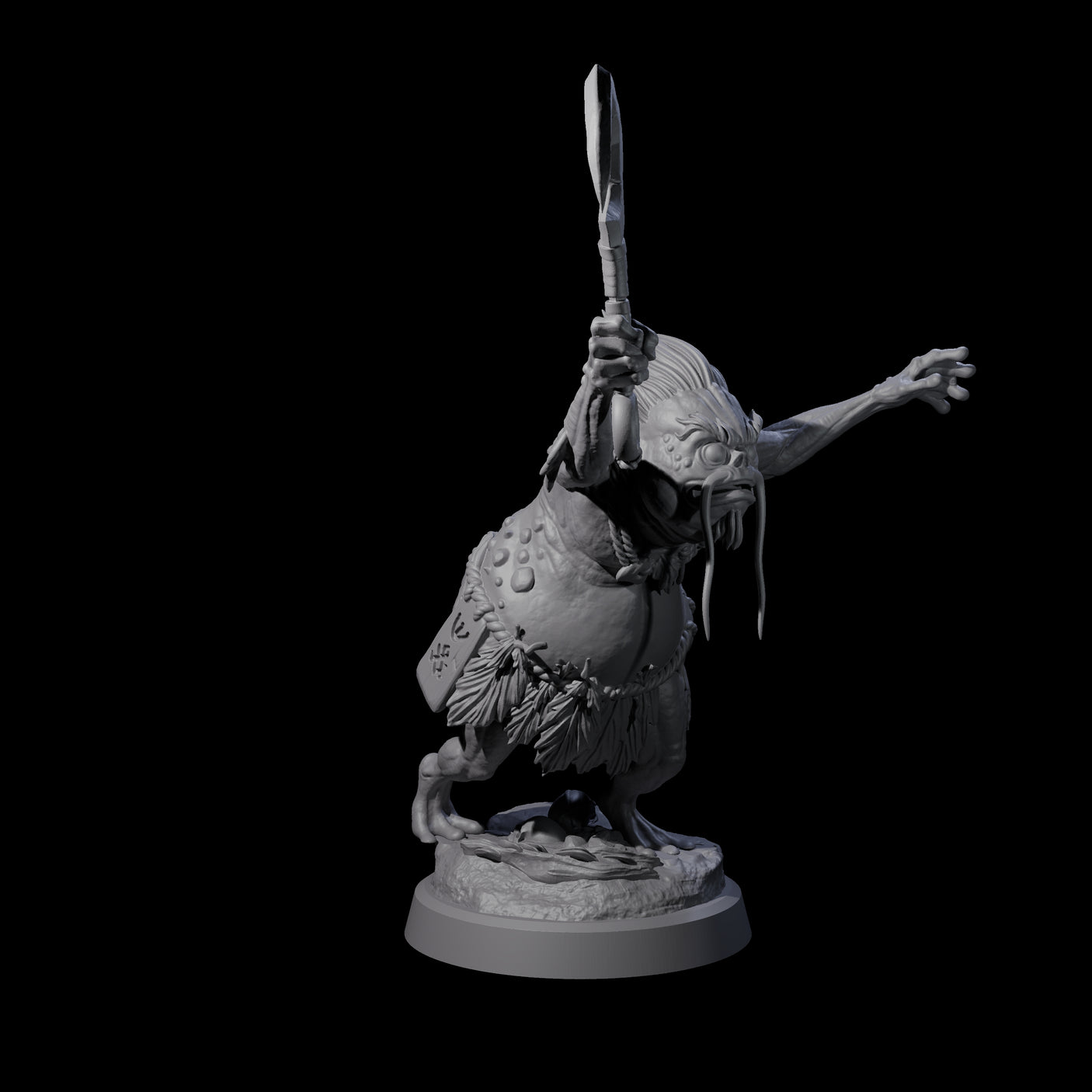 Smelly Kua-Toa Mystic D Miniature for Dungeons and Dragons, Pathfinder or other TTRPGs