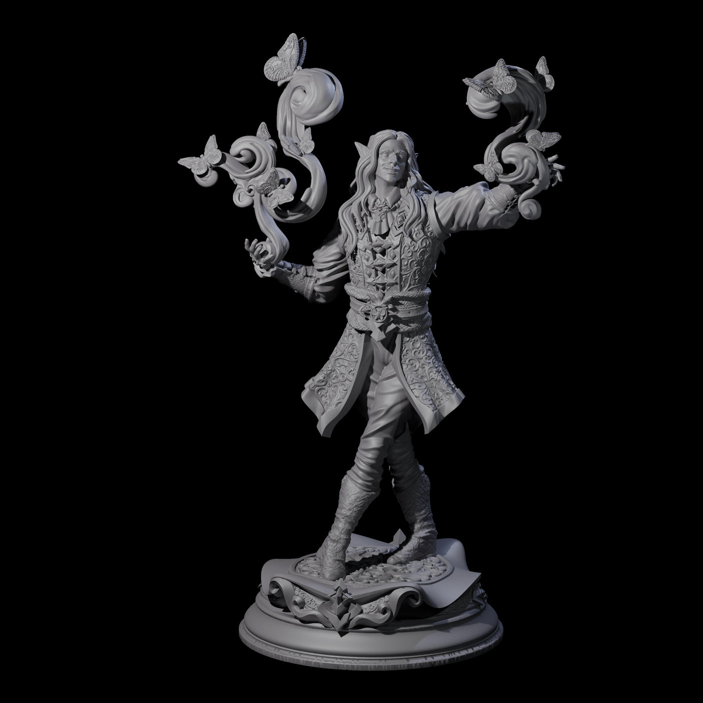 Smiling Elf Druid Miniature for Dungeons and Dragons, Pathfinder or other TTRPGs