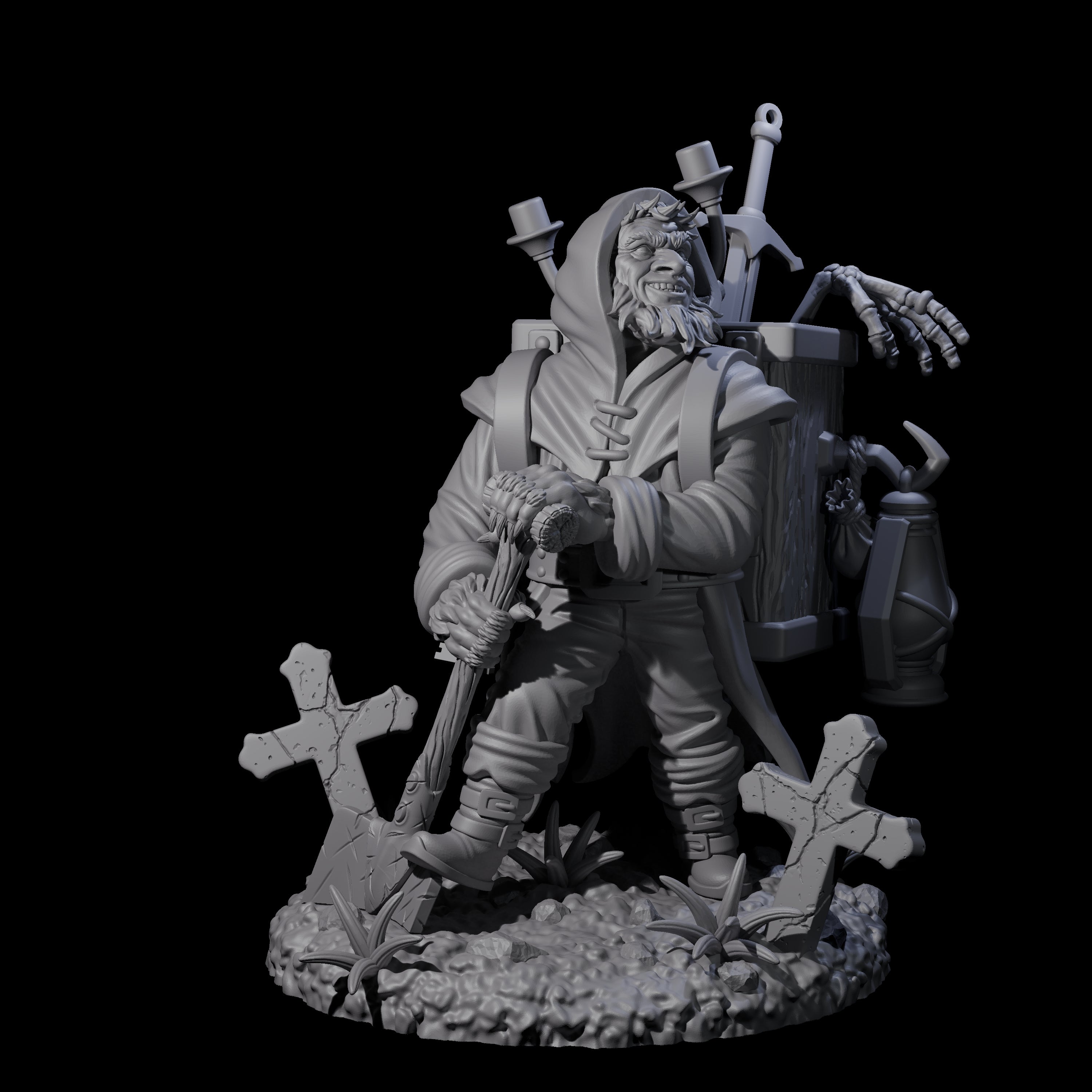 Smiling Gravedigger Miniature for Dungeons and Dragons, Pathfinder or other TTRPGs