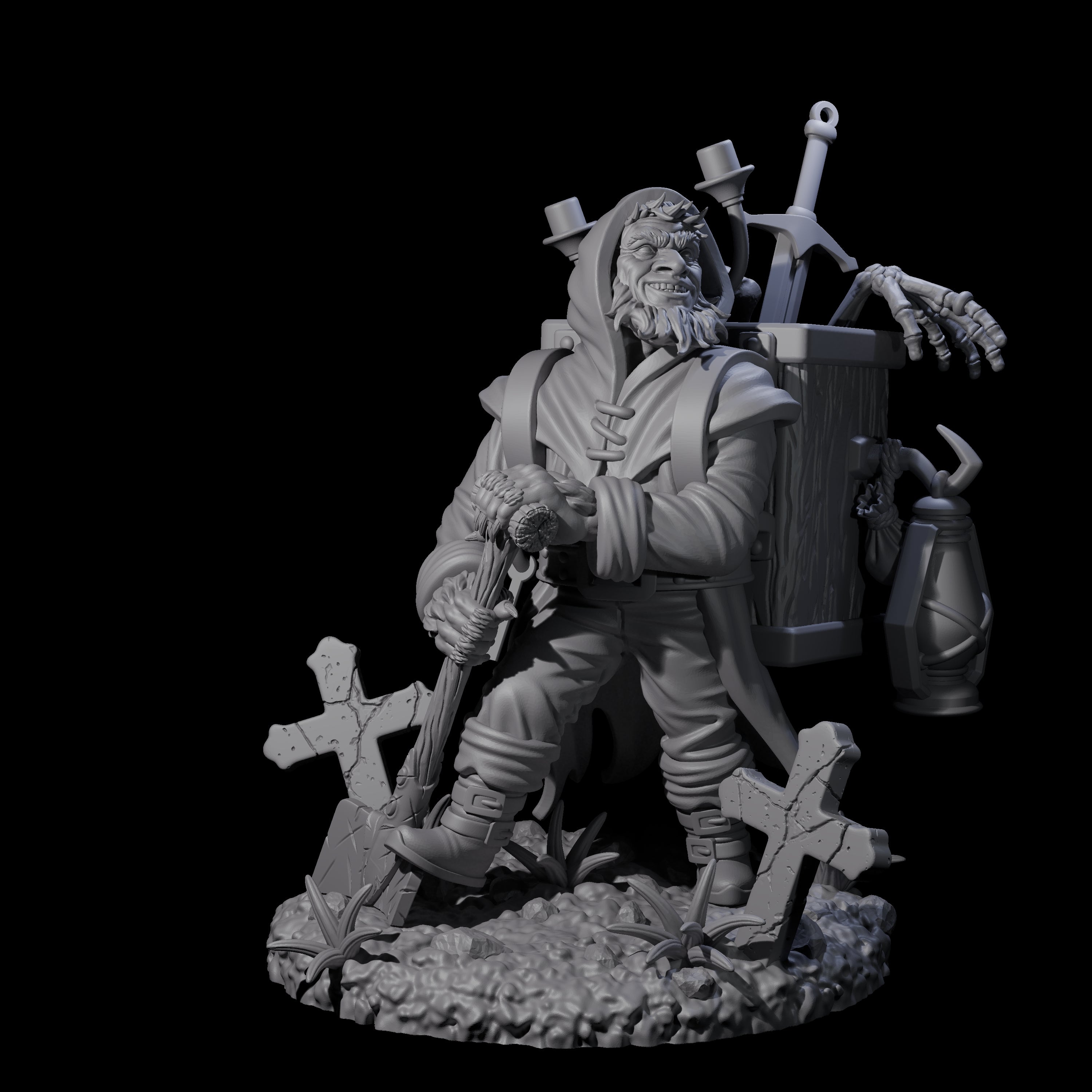 Smiling Gravedigger Miniature for Dungeons and Dragons, Pathfinder or other TTRPGs