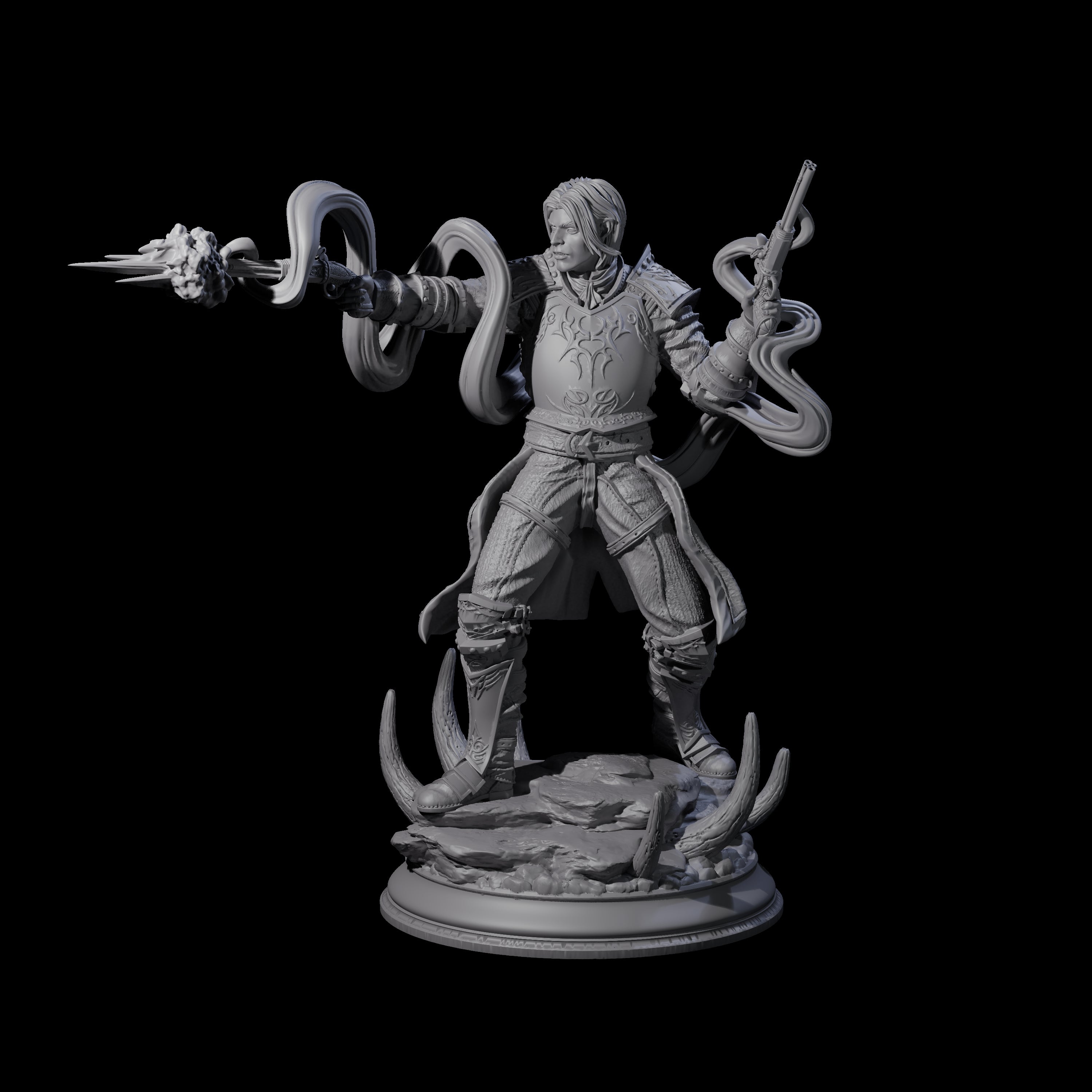 Smokey Gunslinger Miniature for Dungeons and Dragons, Pathfinder or other TTRPGs