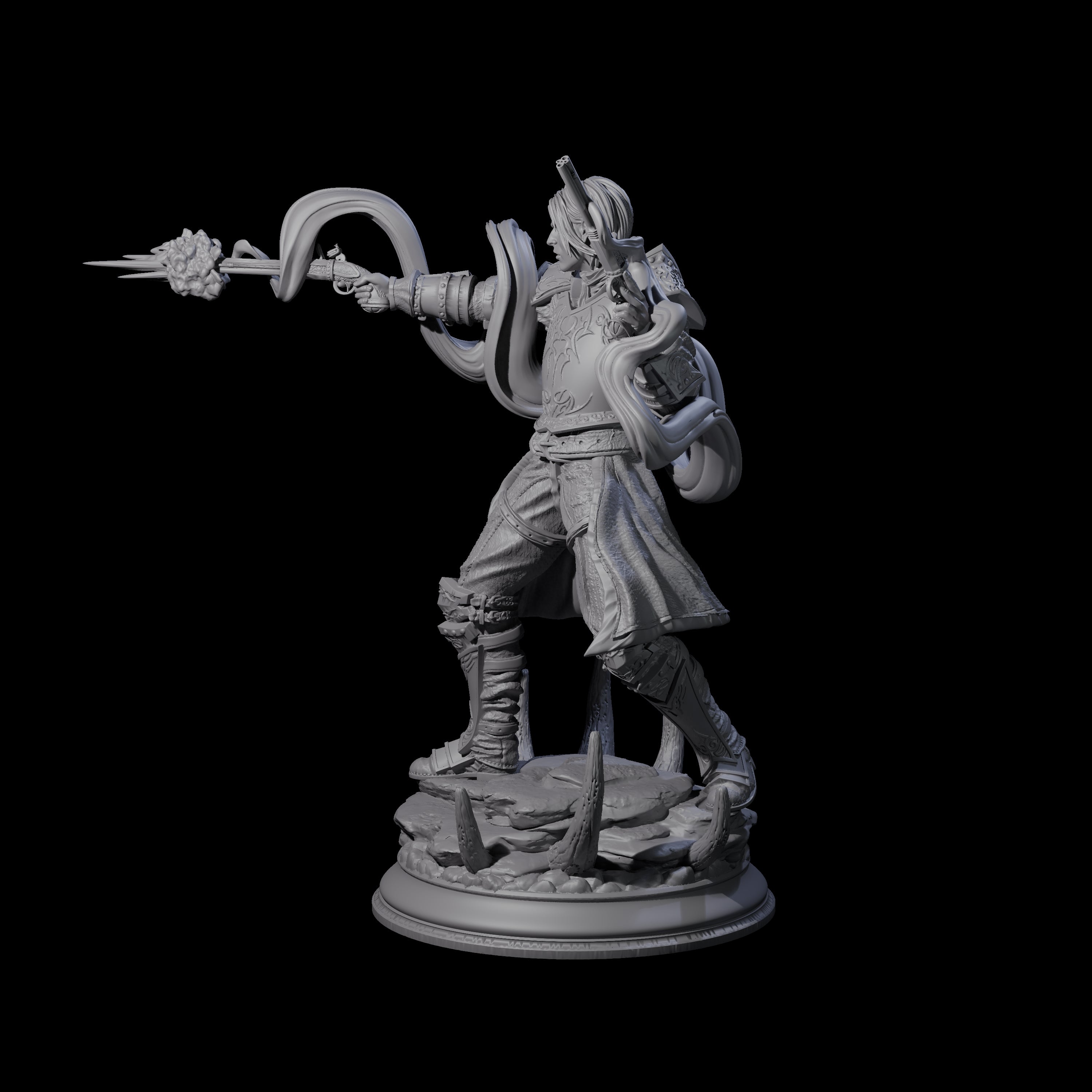 Smokey Gunslinger Miniature for Dungeons and Dragons, Pathfinder or other TTRPGs